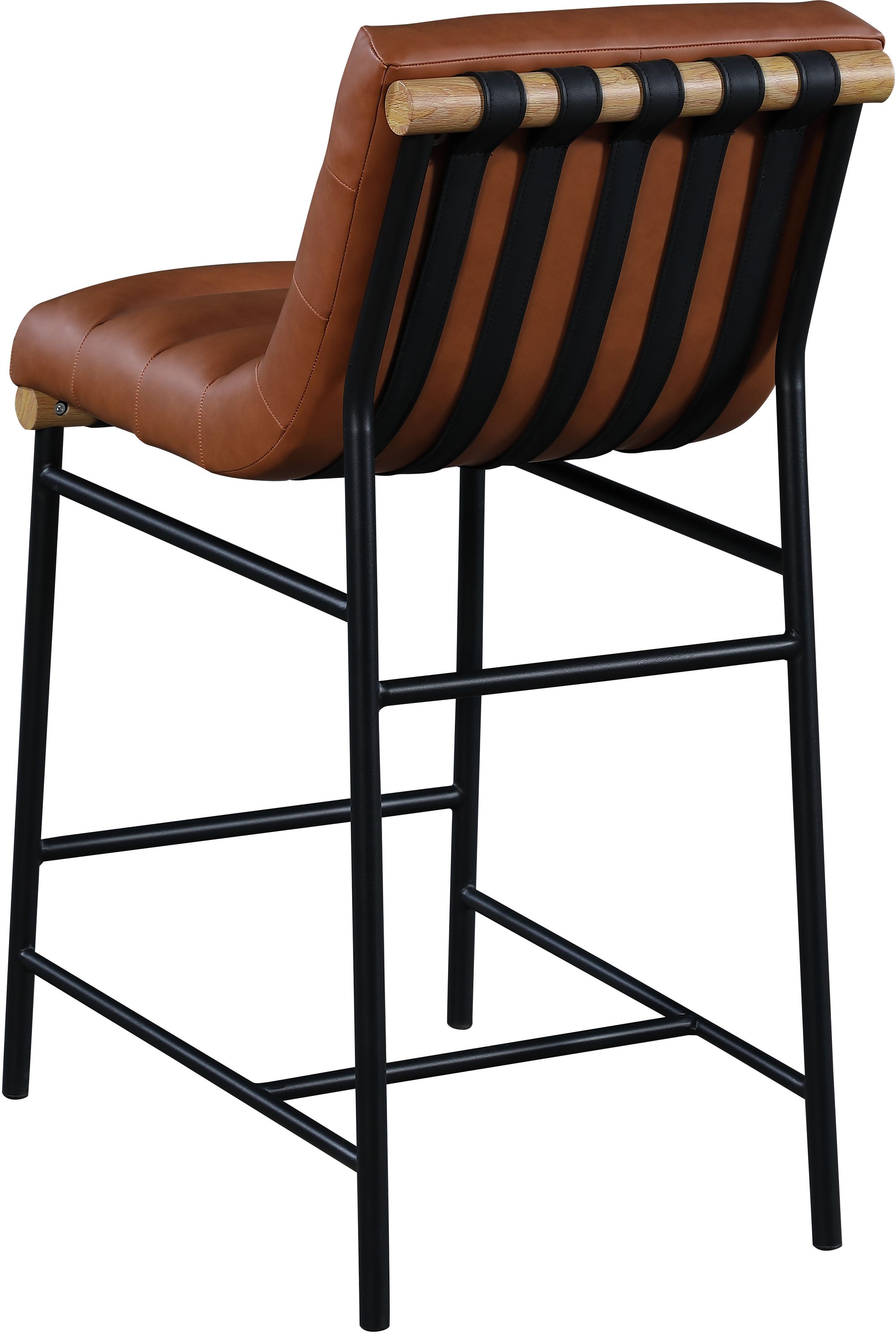 Burke Faux Leather Counter Stool with Matte Black Metal Frame