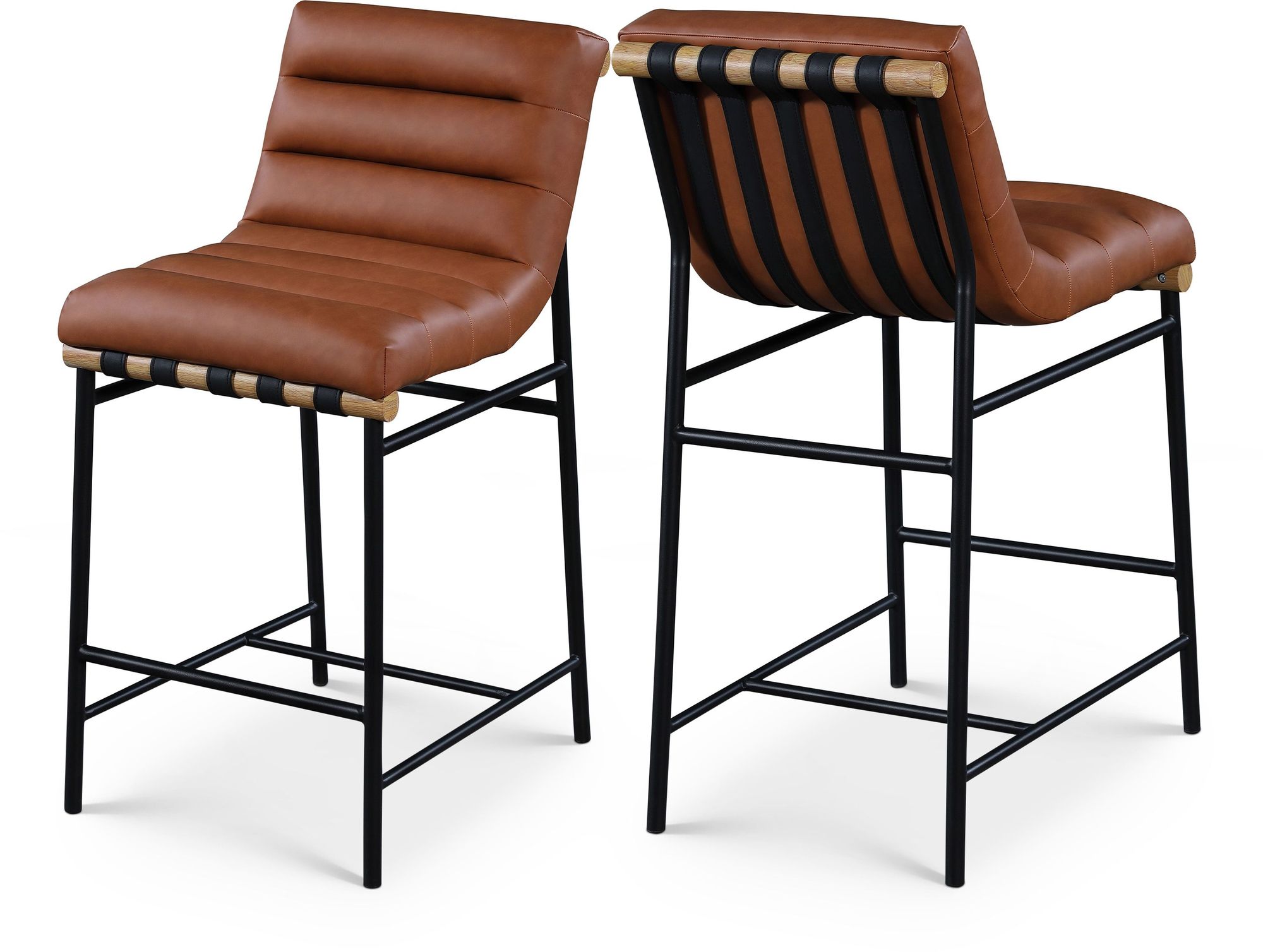 Burke Faux Leather Counter Stool with Matte Black Metal Frame