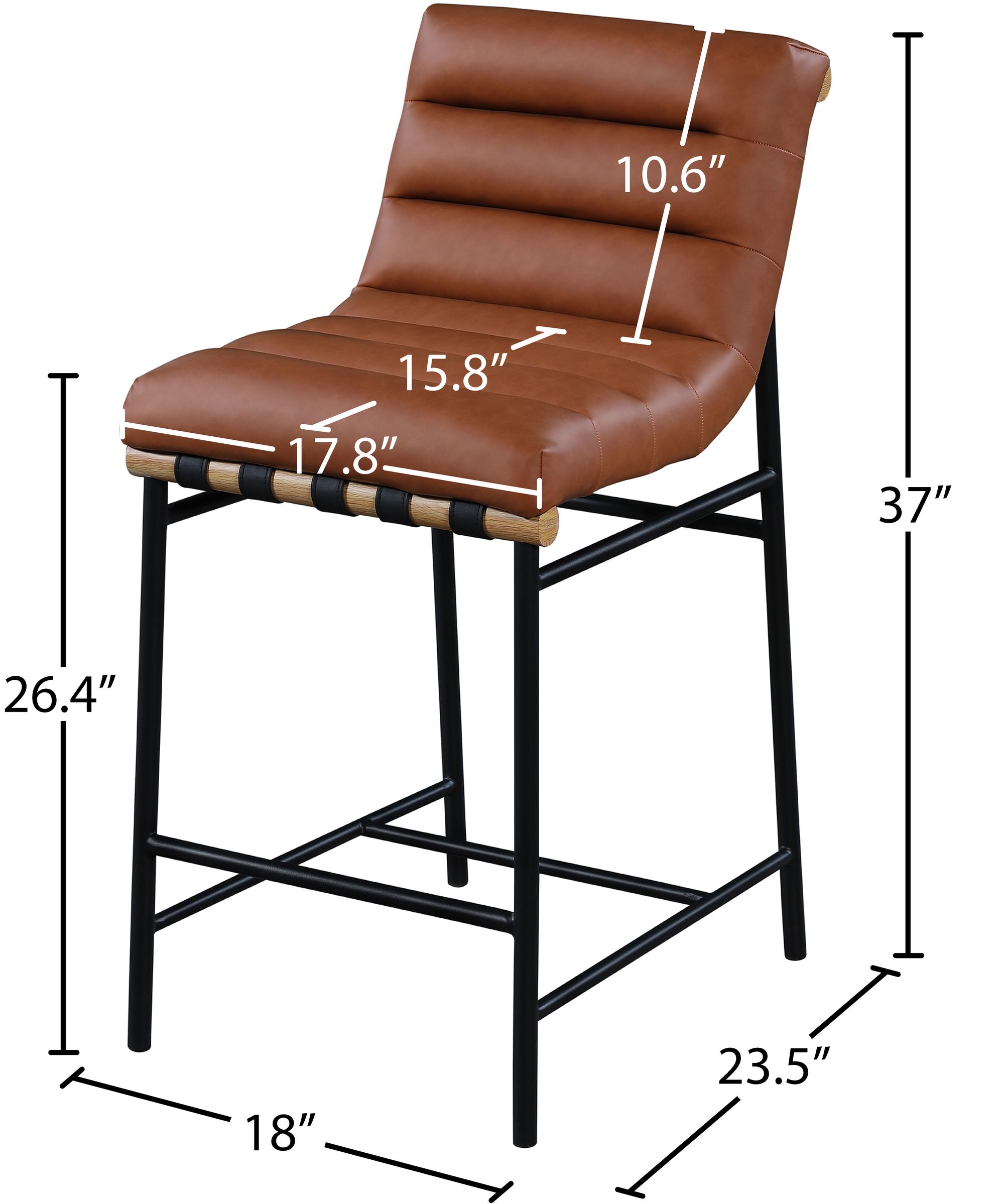 Burke Faux Leather Counter Stool with Matte Black Metal Frame