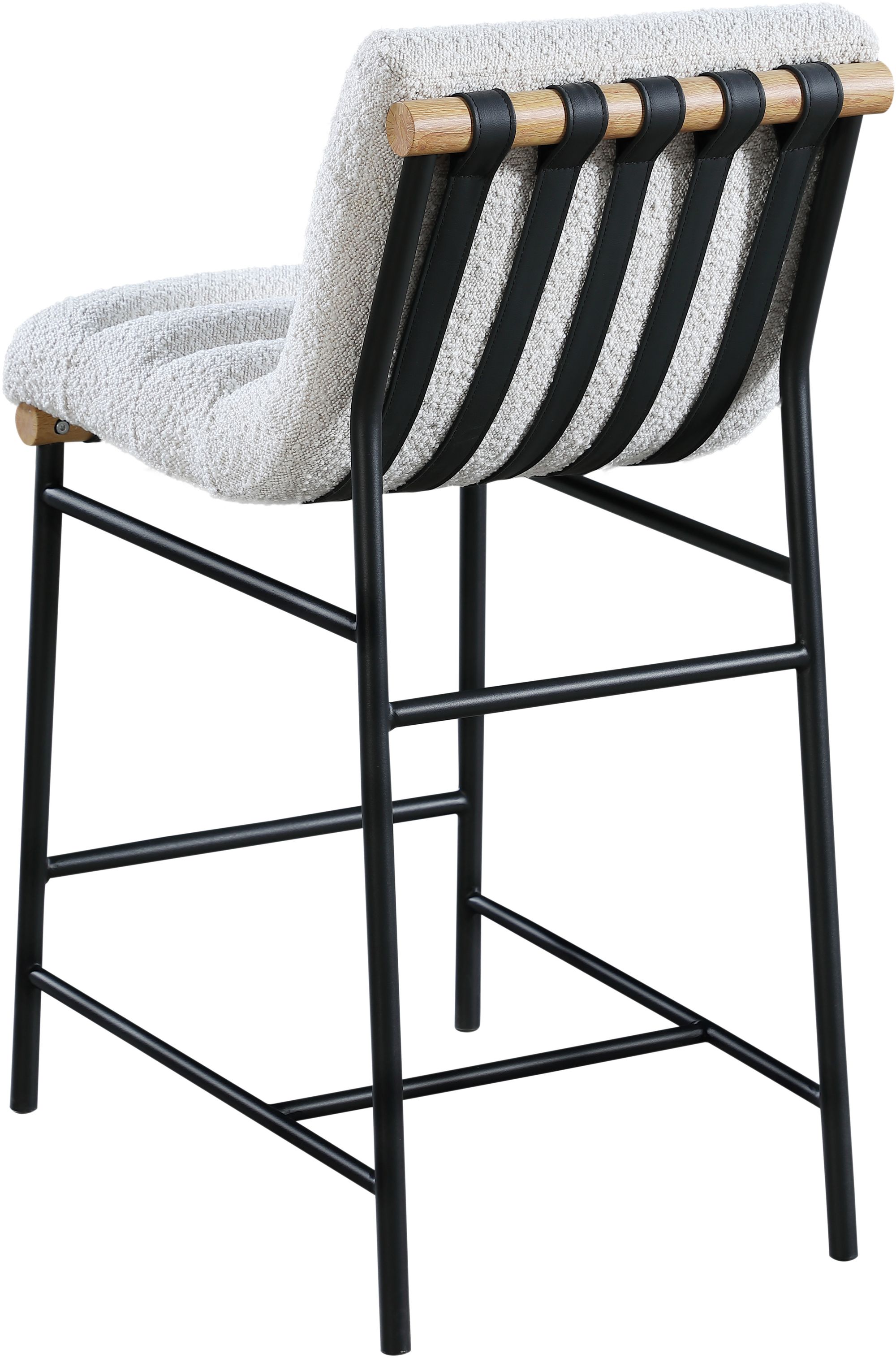 Burke Boucle Fabric Counter Stool with Matte Black Metal Frame