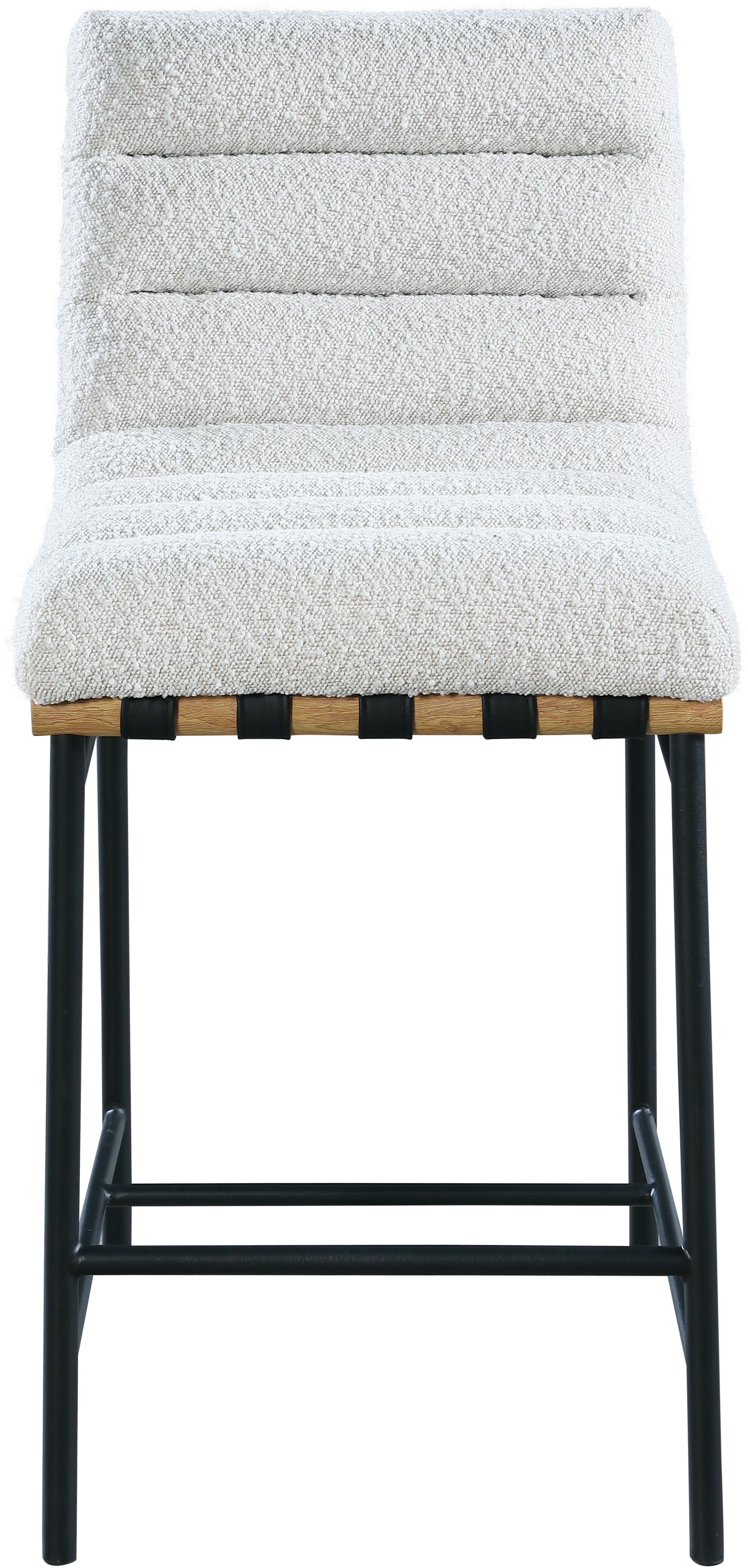 Burke Boucle Fabric Counter Stool with Matte Black Metal Frame