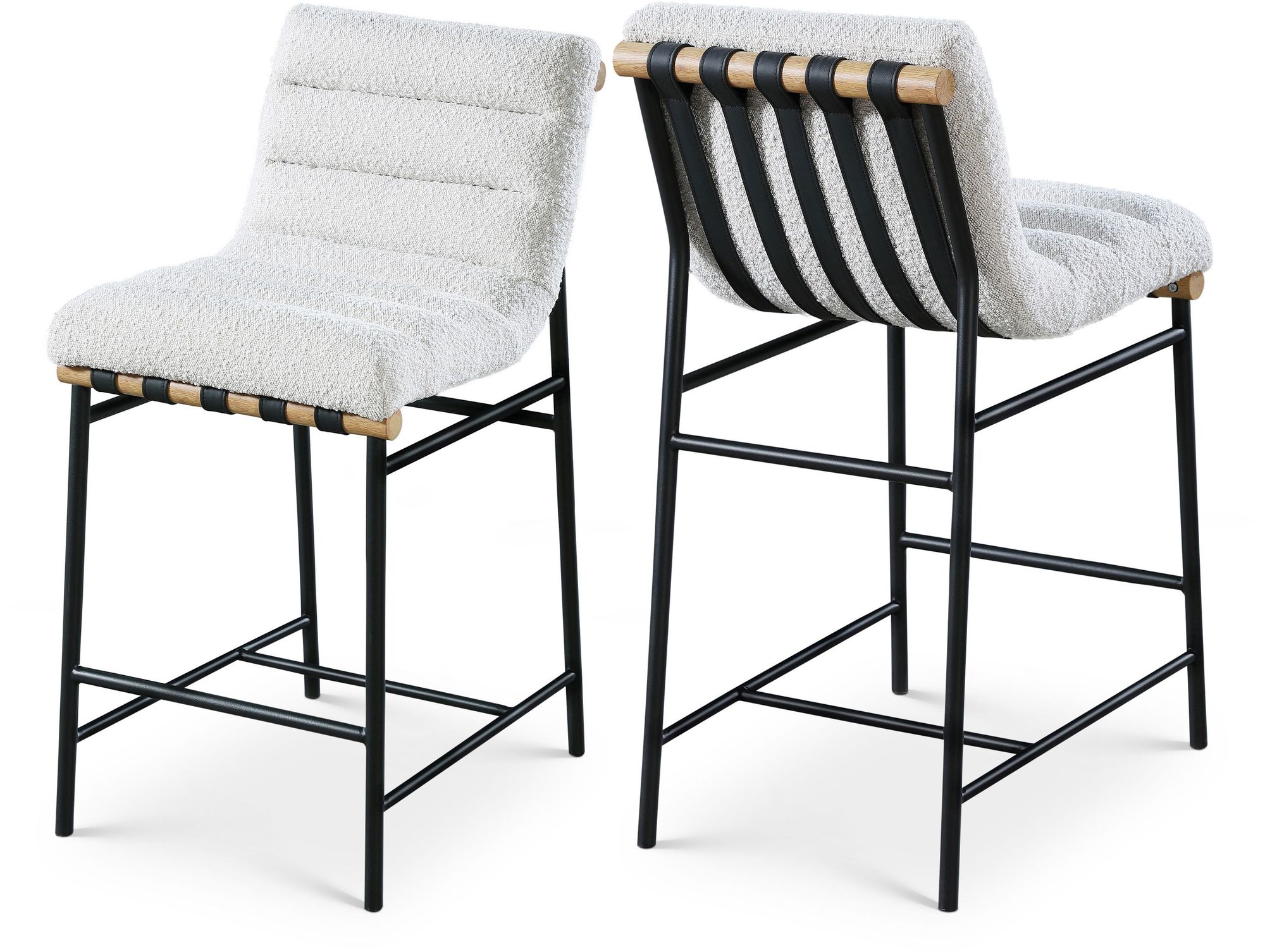 Burke Boucle Fabric Counter Stool with Matte Black Metal Frame