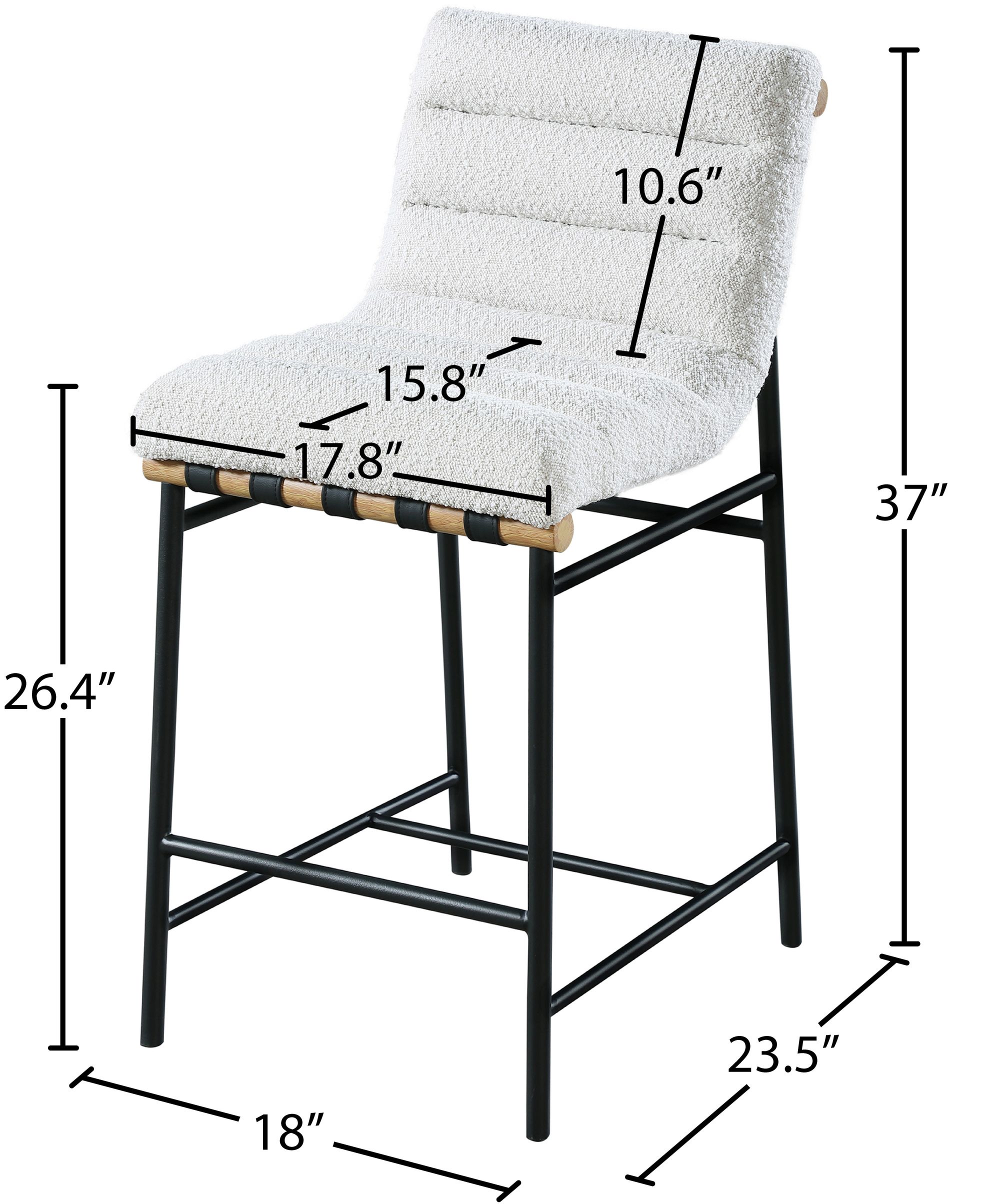 Burke Boucle Fabric Counter Stool with Matte Black Metal Frame