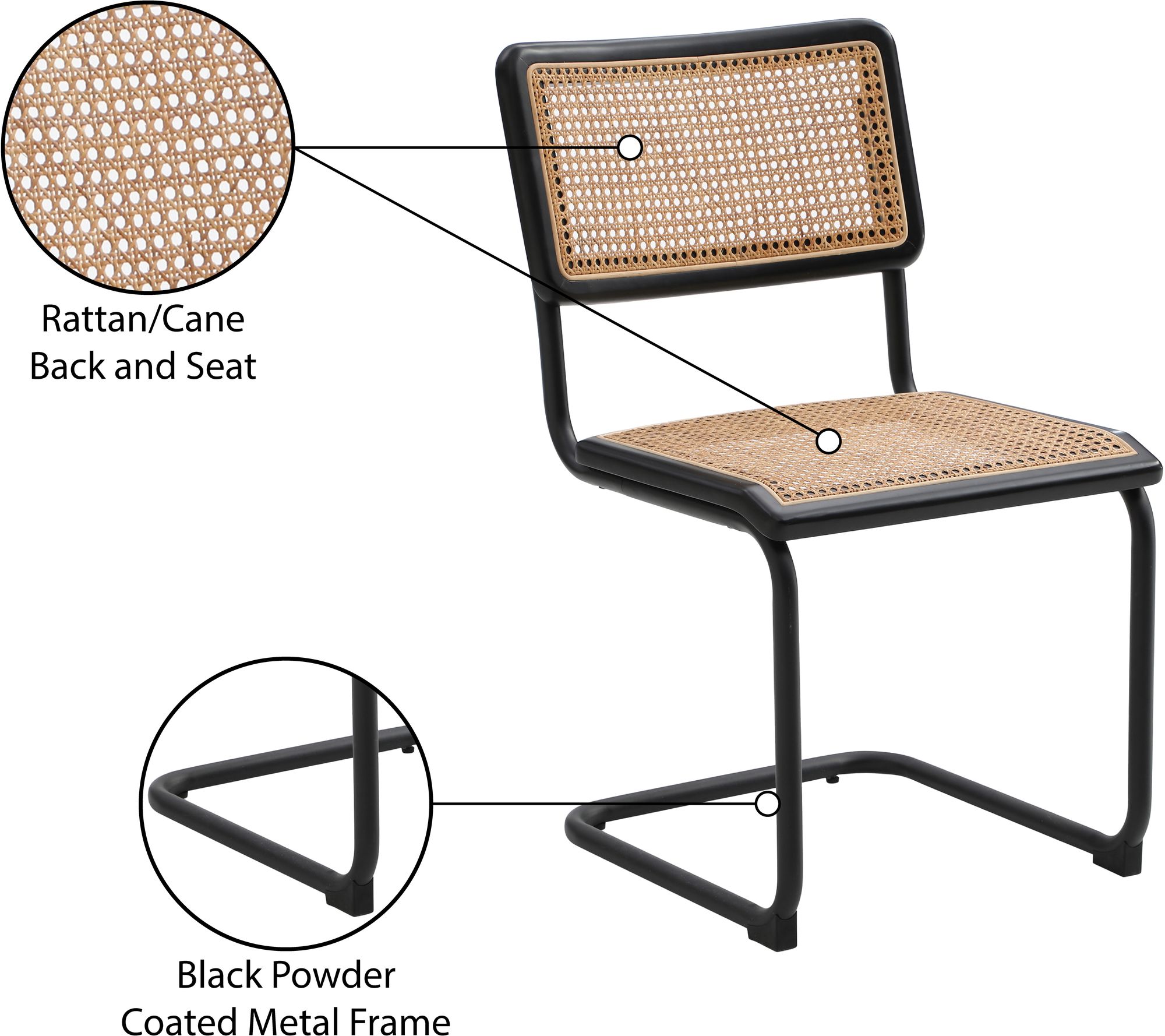 Kano Rattan Dining Chair with Black Powder Coated Metal Frame