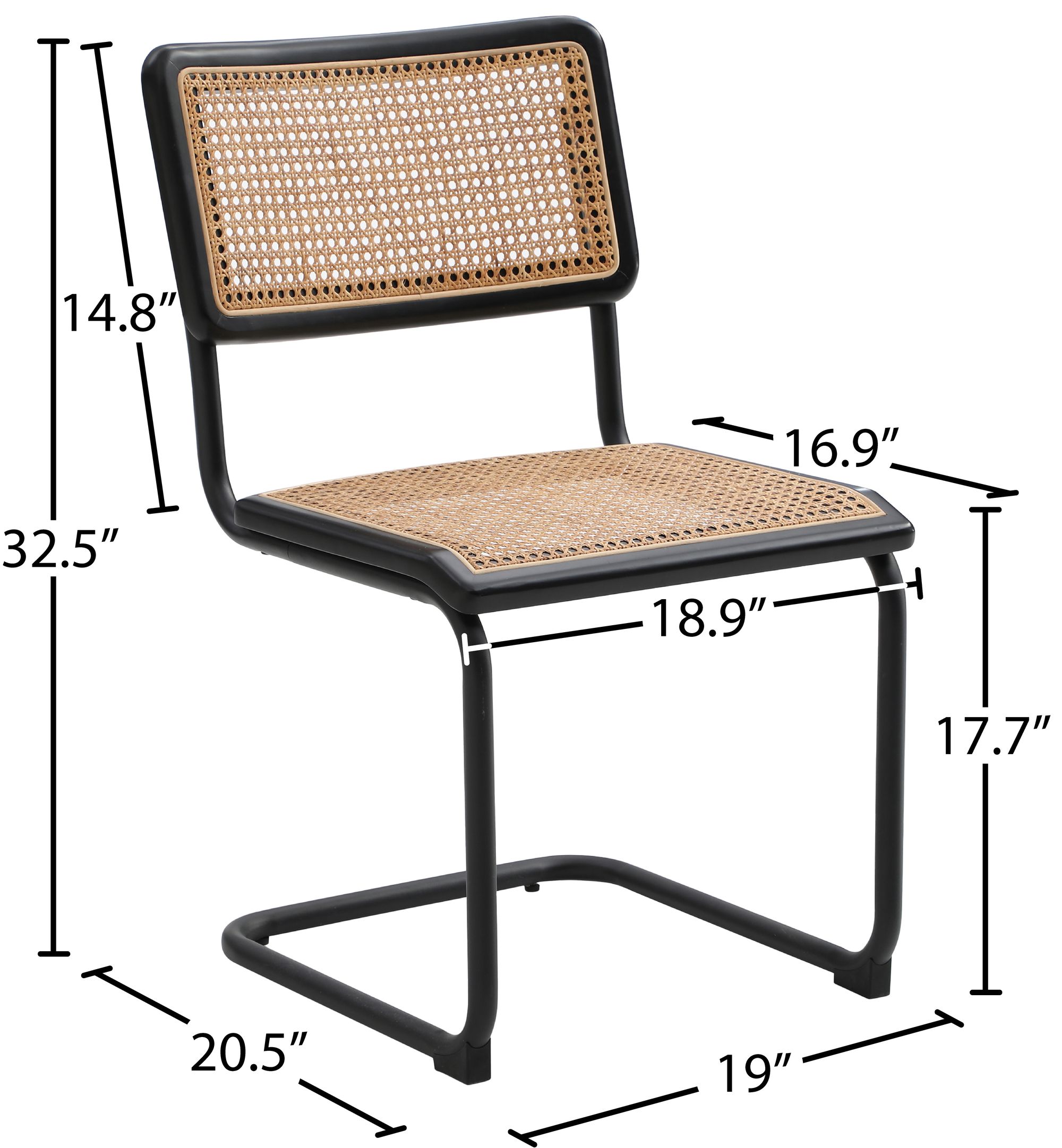 Kano Rattan Dining Chair with Powder Coated Metal Frame