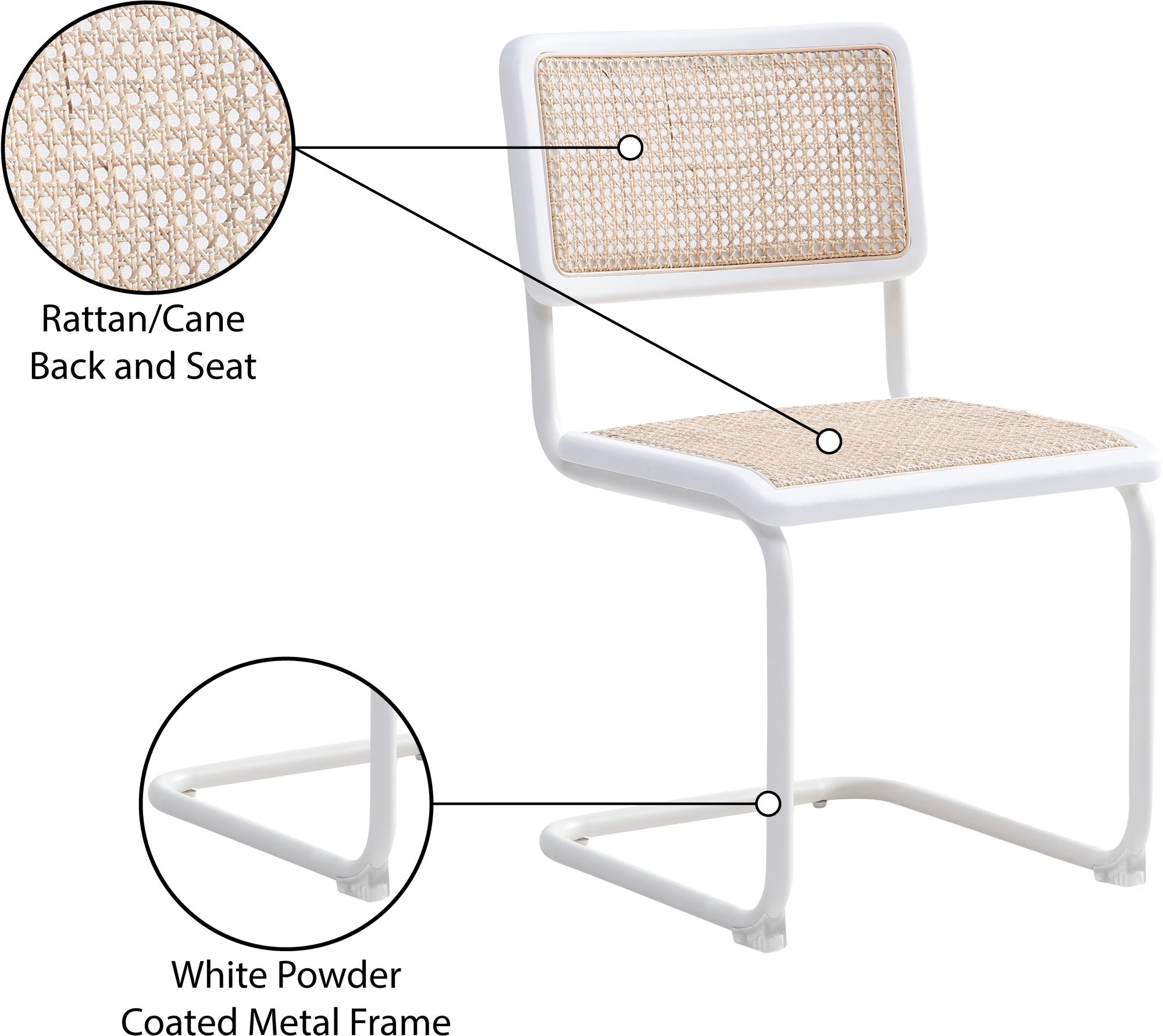 Kano Rattan Dining Chair with Black Powder Coated Metal Frame