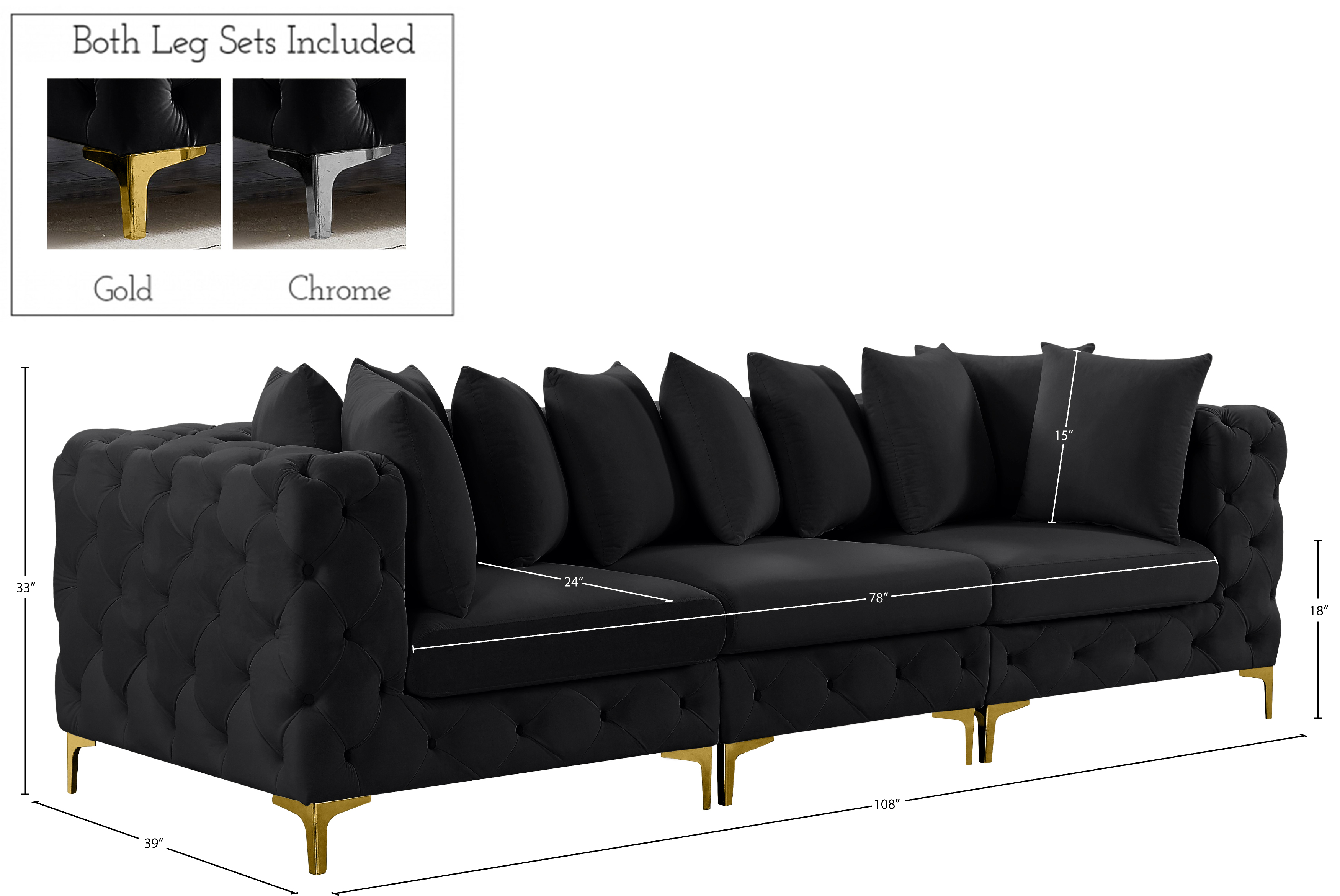Tremblay 108" Velvet Modular Sofa