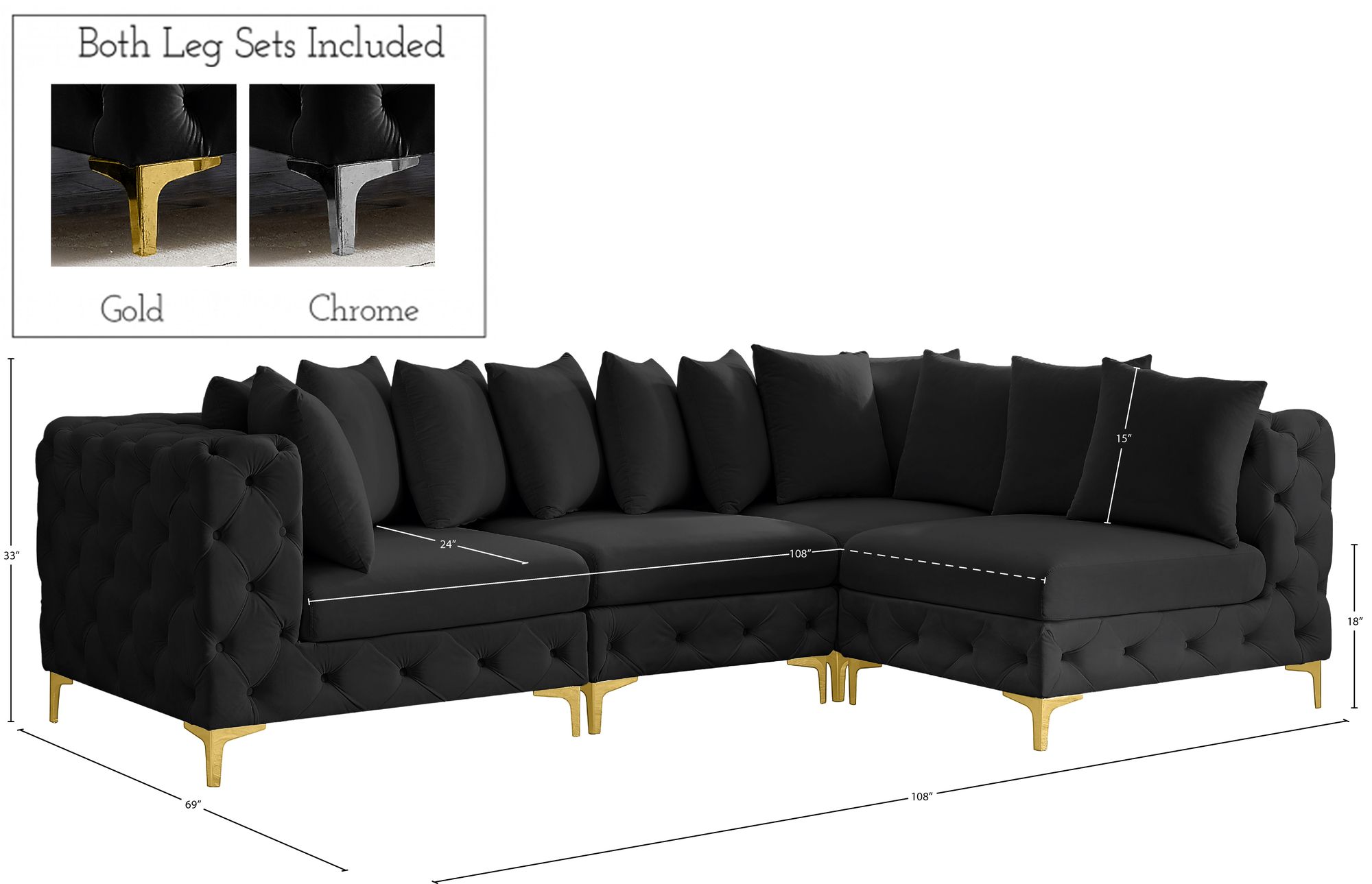 Tremblay 108" 4-Piece Velvet Modular Sectional