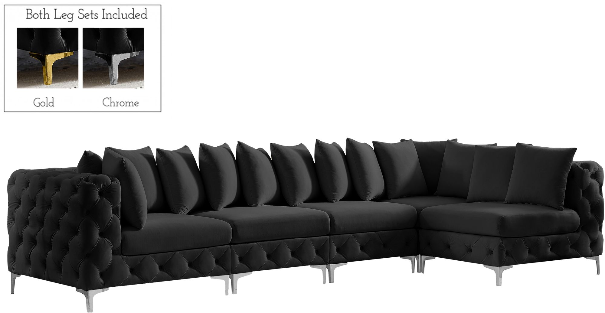 Tremblay 138" 5-Piece Velvet Modular Sectional