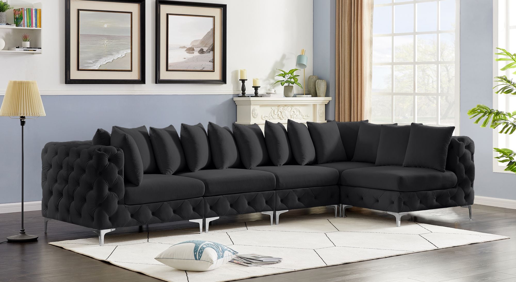 Tremblay 138" 5-Piece Velvet Modular Sectional