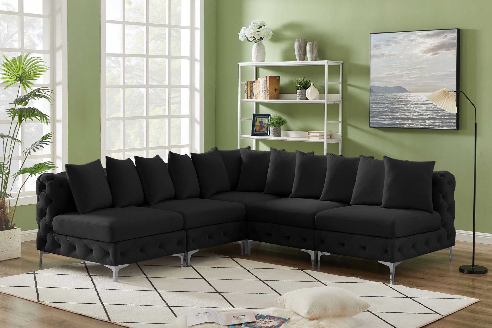 Tremblay 99" 5-Piece Velvet Modular Sectional