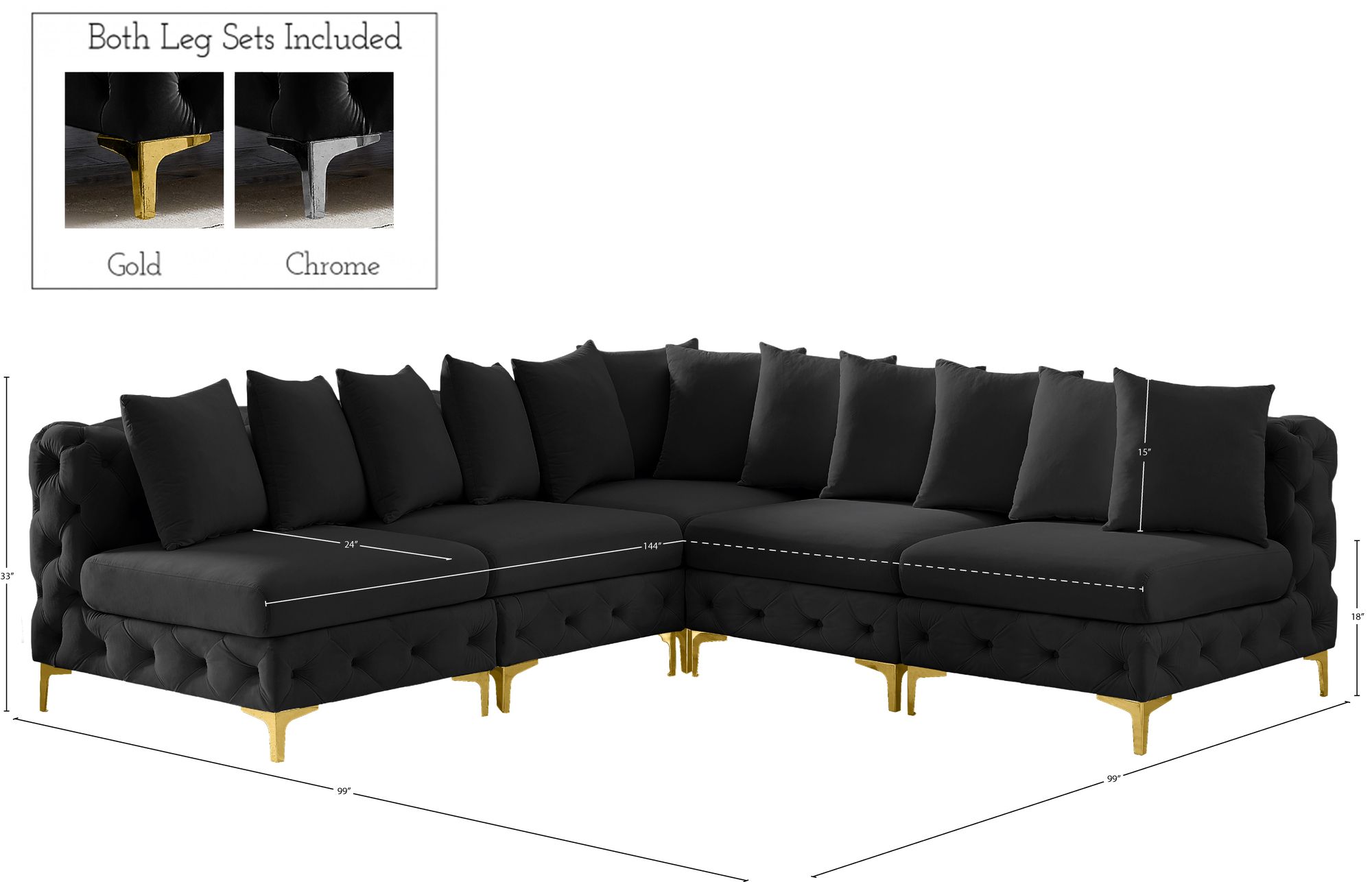 Tremblay 99" 5-Piece Velvet Modular Sectional