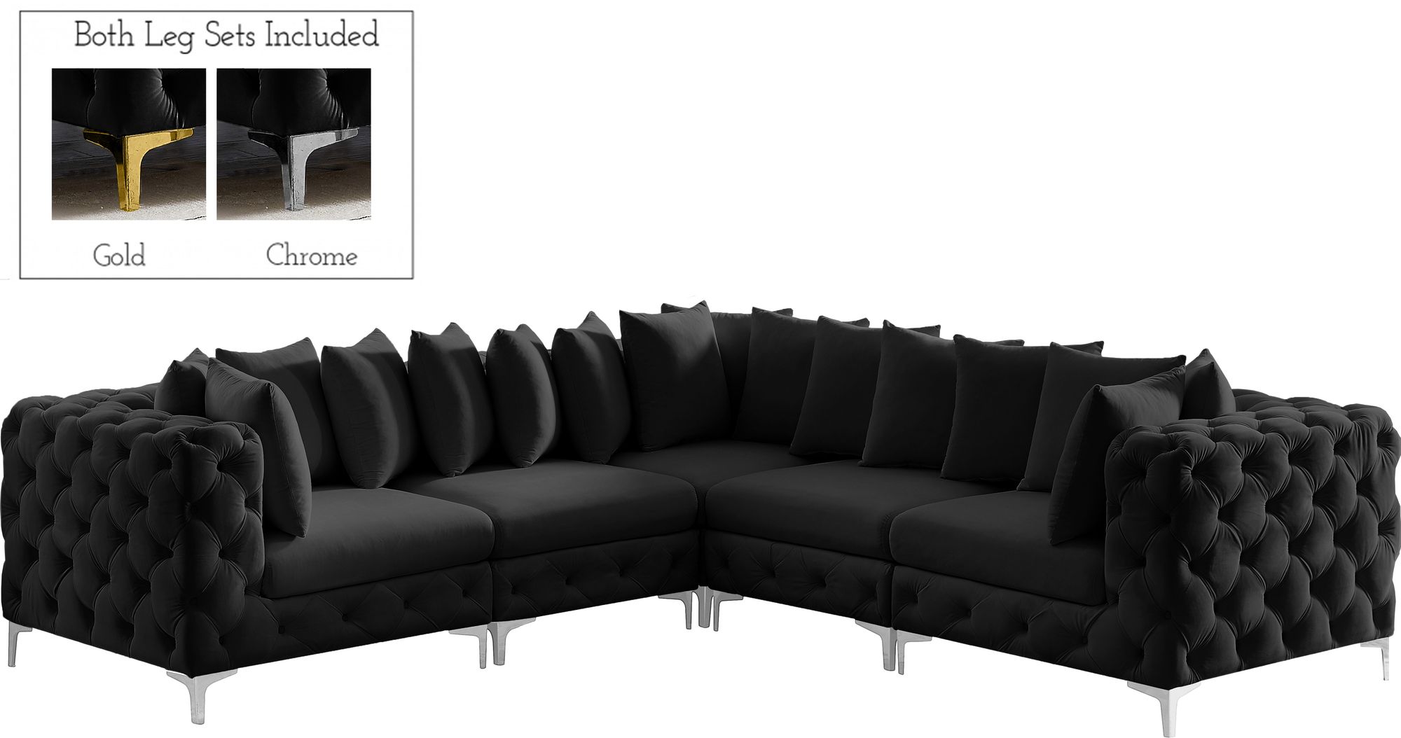 Tremblay 108" 5-Piece Velvet Modular Corner Sectional