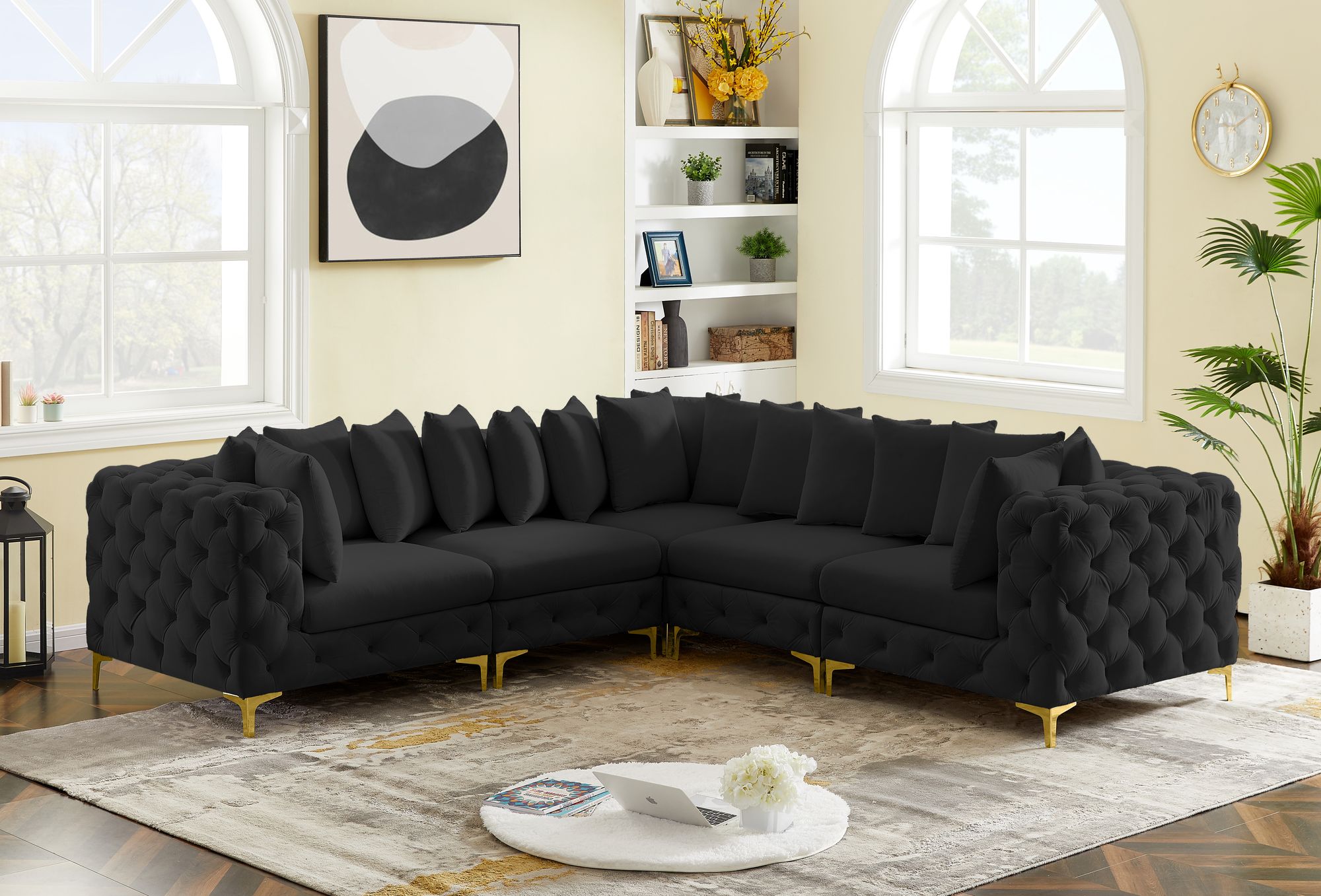 Tremblay 108" 5-Piece Velvet Modular Corner Sectional