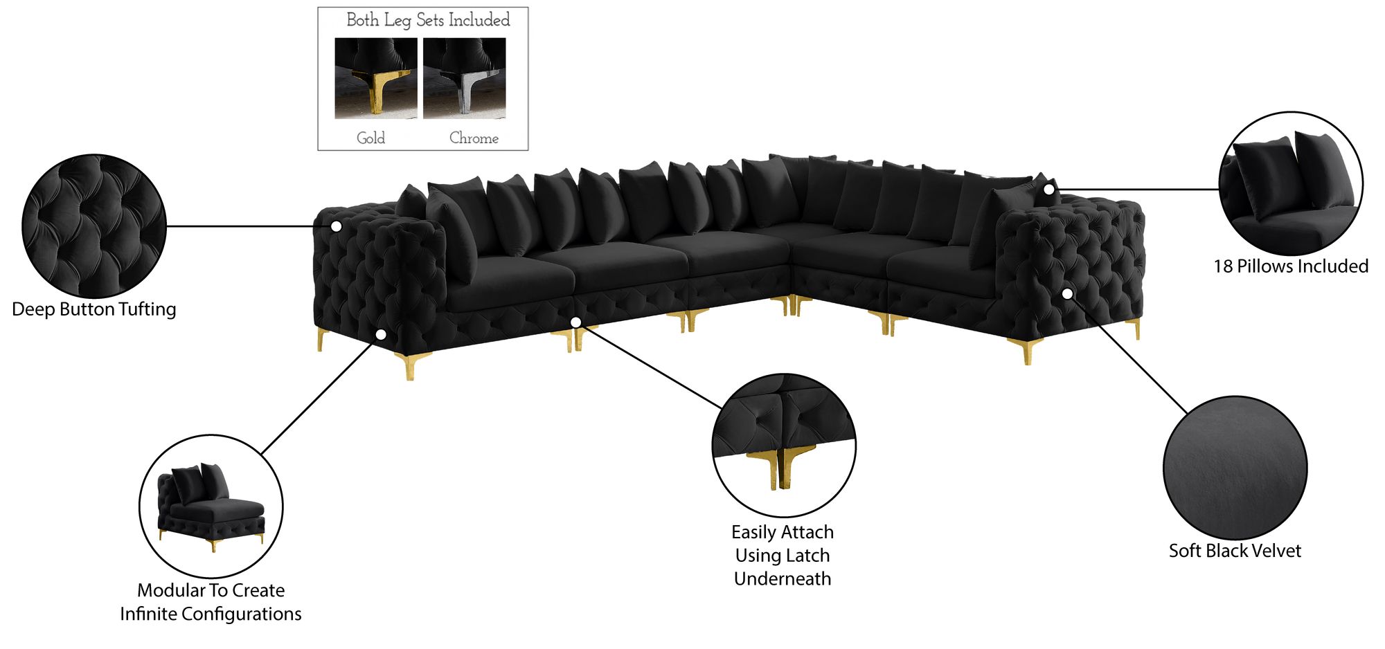 Tremblay 138" 6-Piece Velvet Modular Sectional