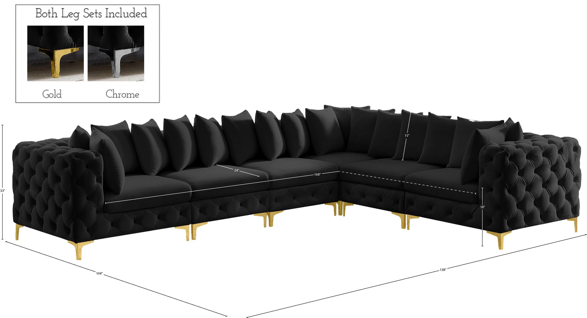 Tremblay 138" 6-Piece Velvet Modular Sectional