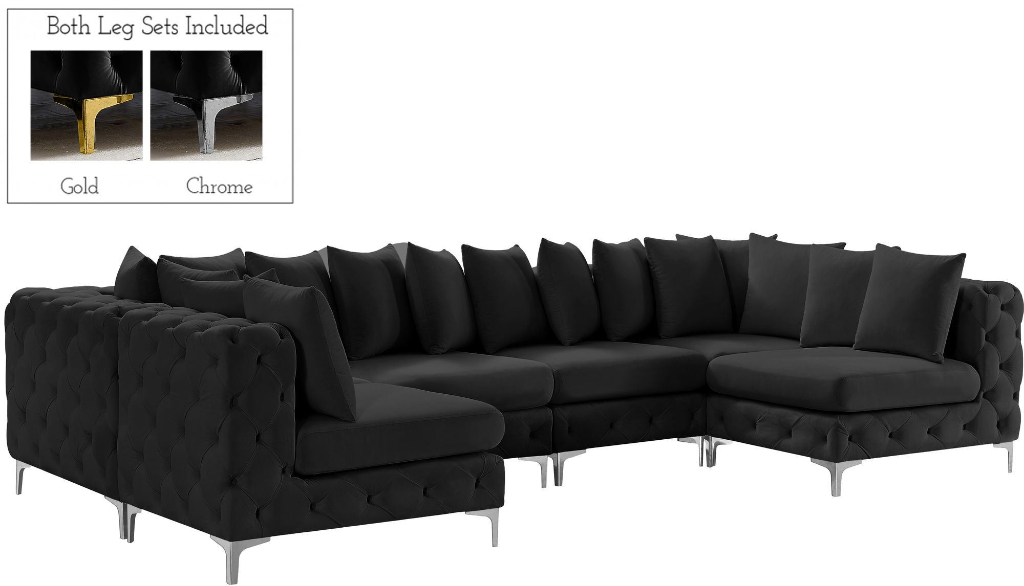 Tremblay 138" 6-Piece Velvet Modular U-Shape Sectional