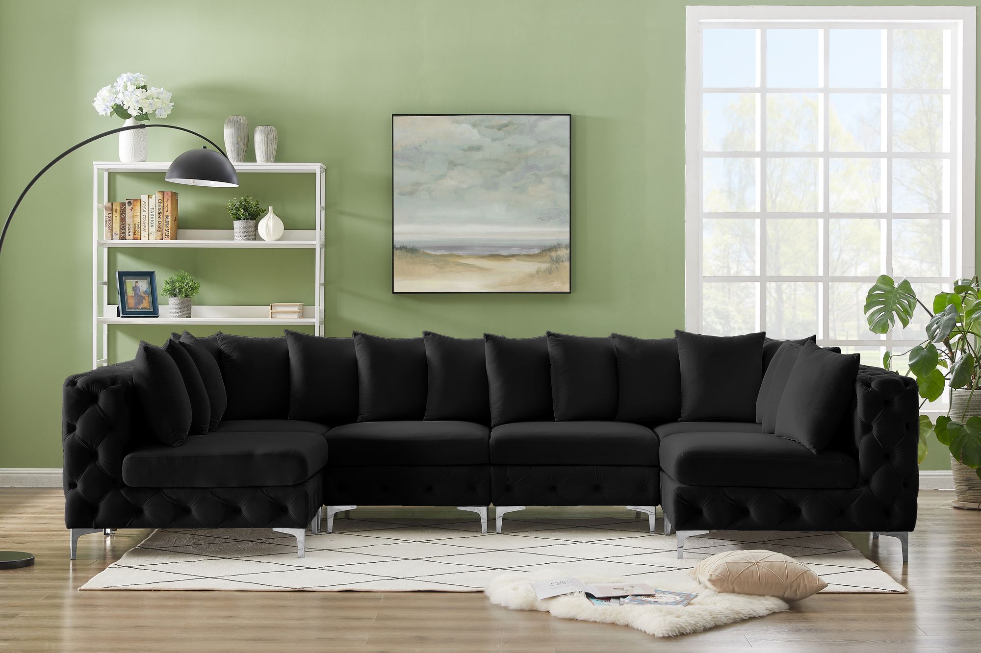 Tremblay 138" 6-Piece Velvet Modular U-Shape Sectional
