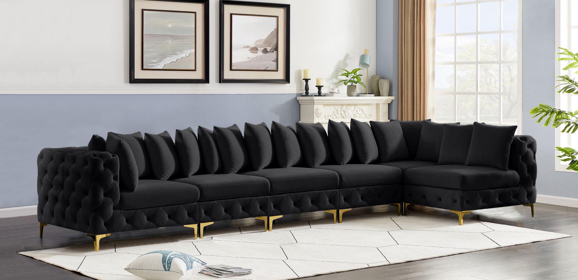 Tremblay 168" 6-Piece Velvet Modular Sectional