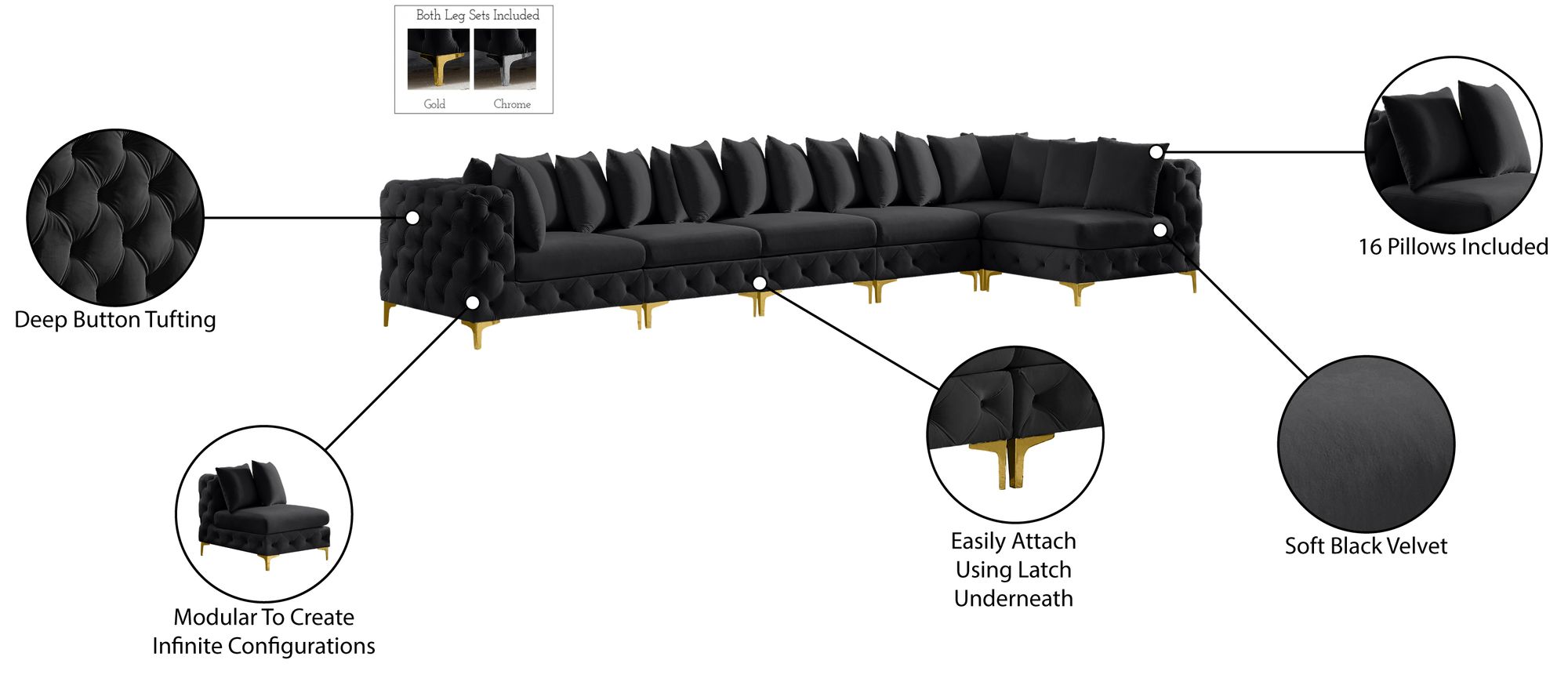 Tremblay 168" 6-Piece Velvet Modular Sectional