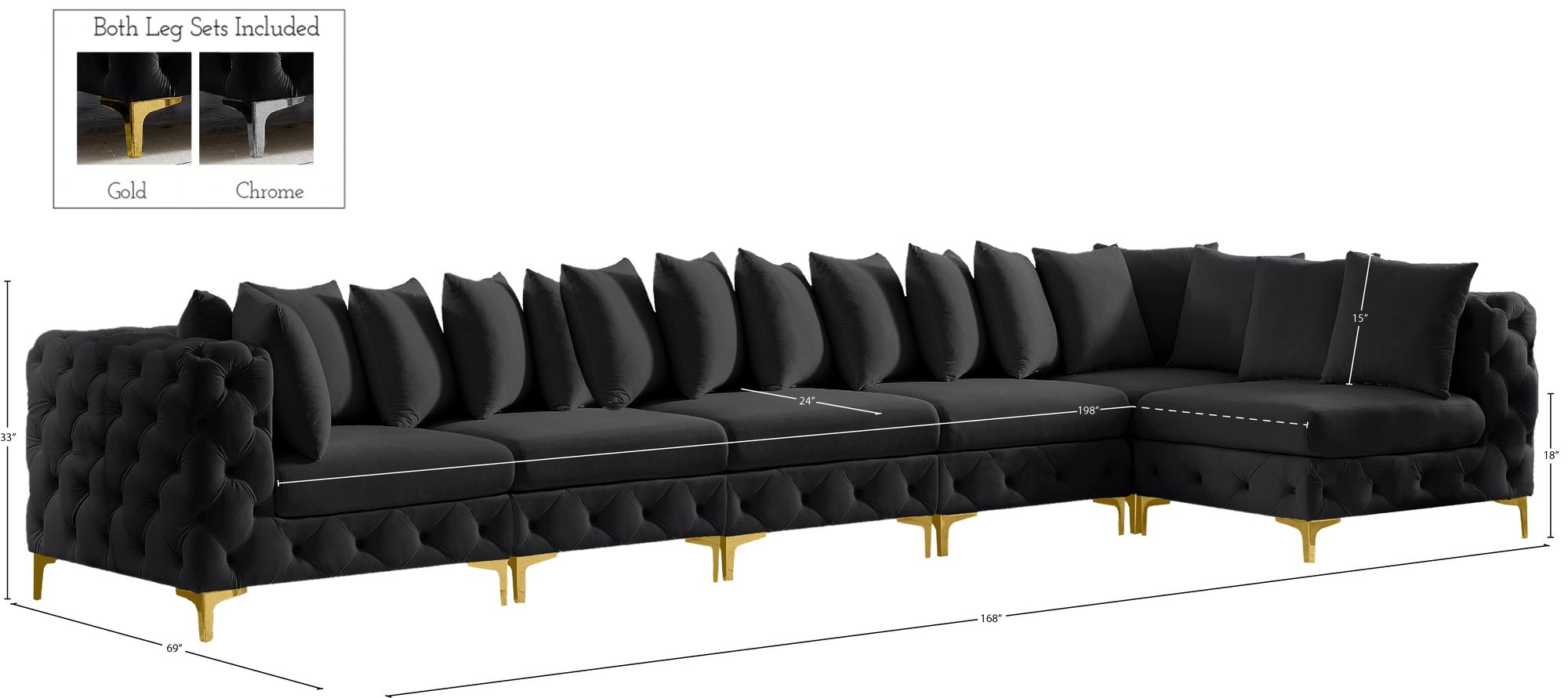 Tremblay 168" 6-Piece Velvet Modular Sectional