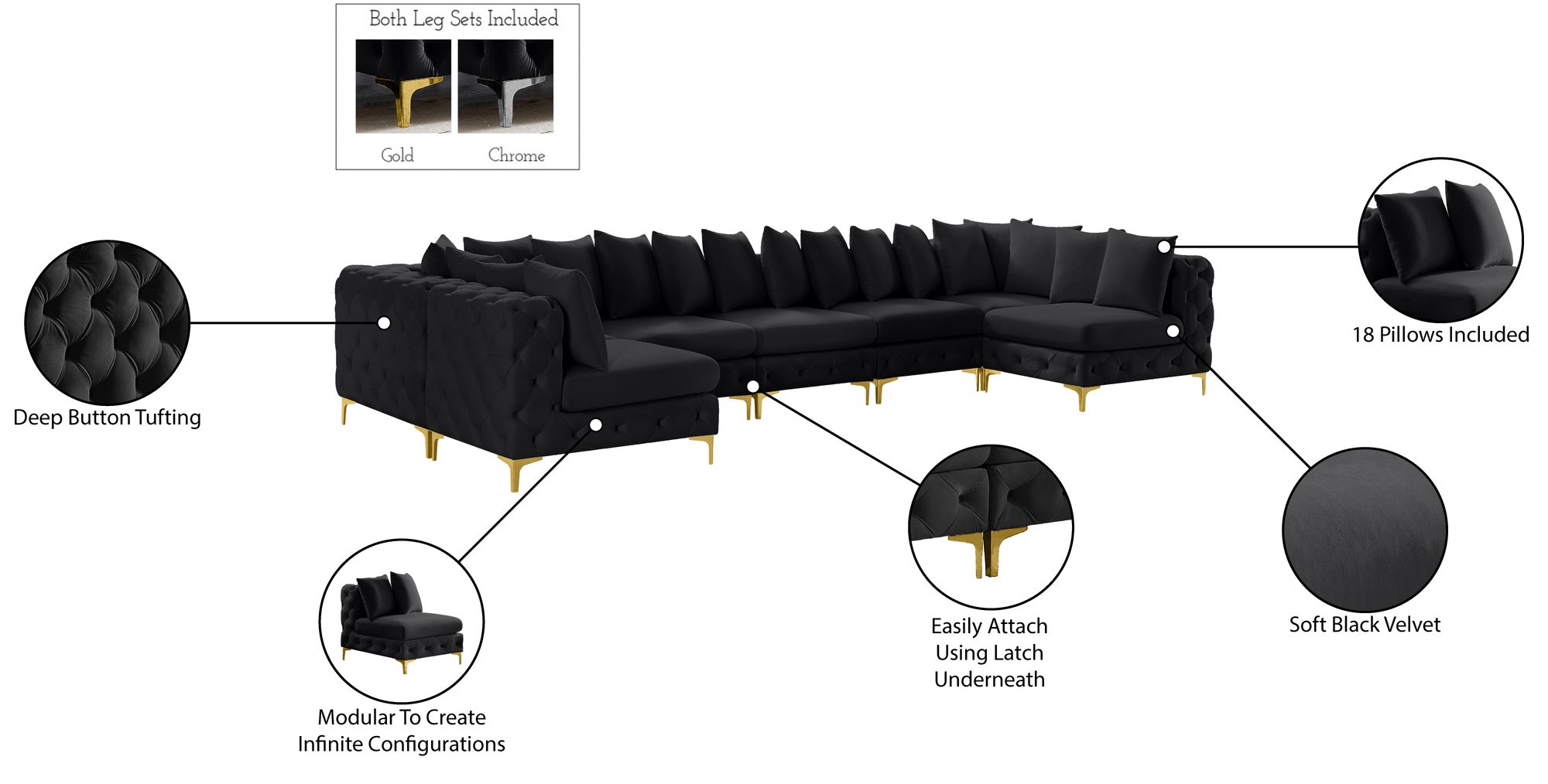 Tremblay 168" 7-Piece Velvet Modular Sectional