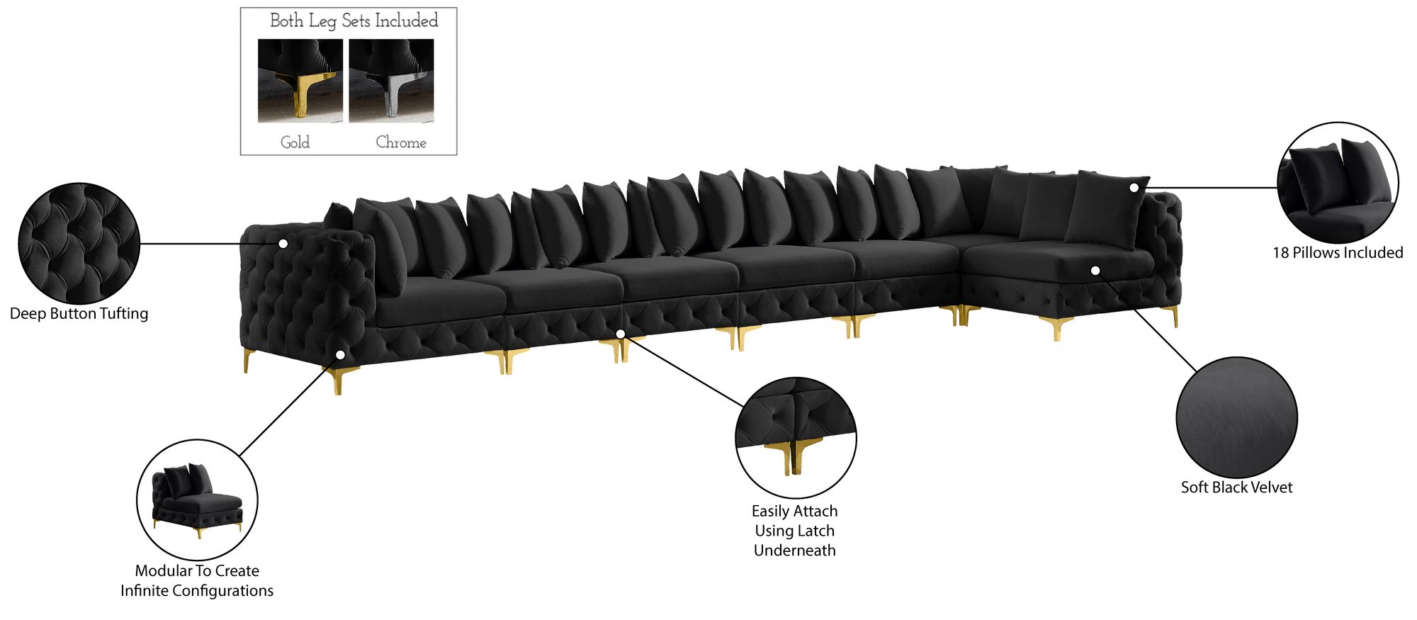 Tremblay 198" 7-Piece Velvet Modular Sectional