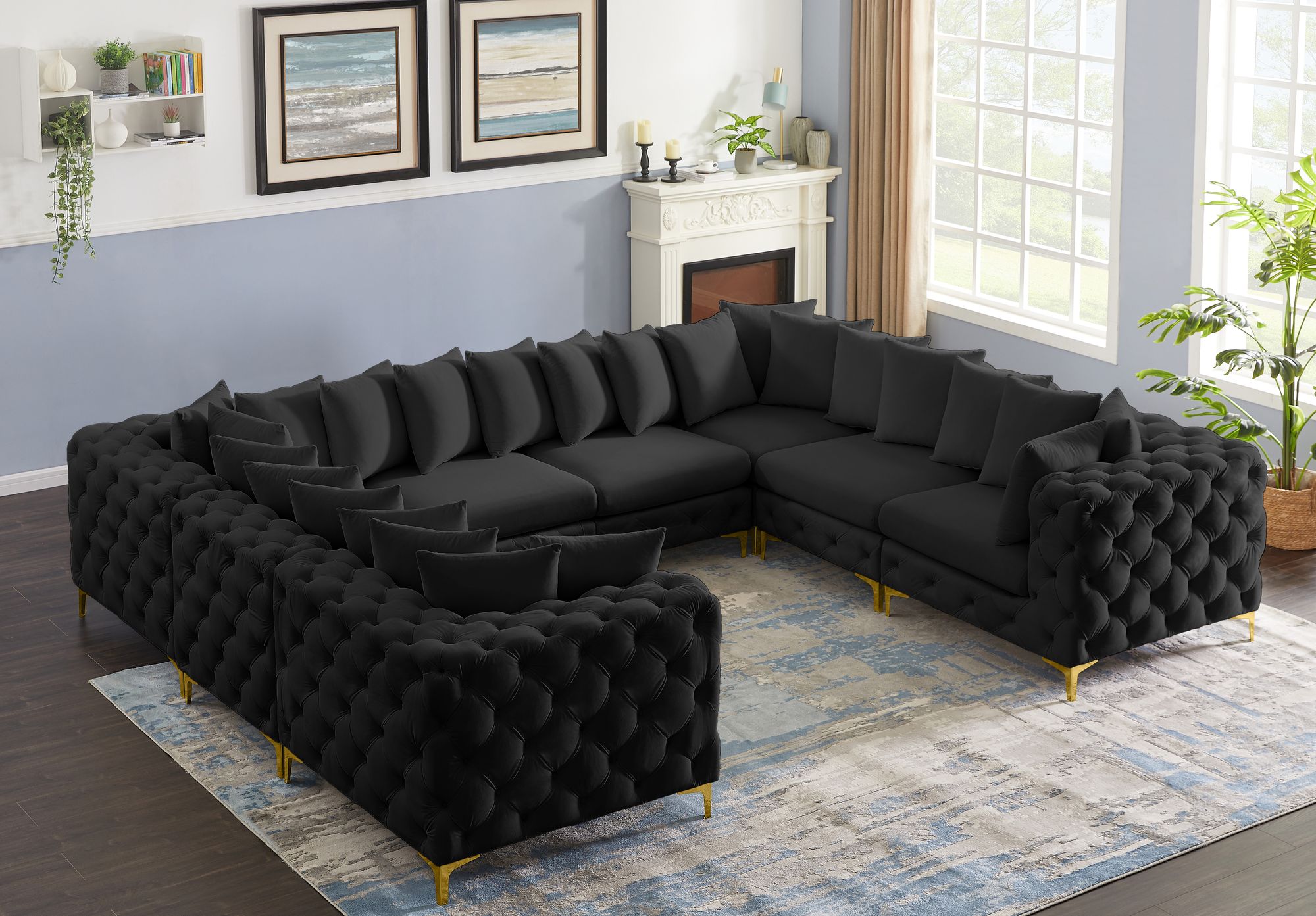 Tremblay 138" 8-Piece Velvet Modular Sectional