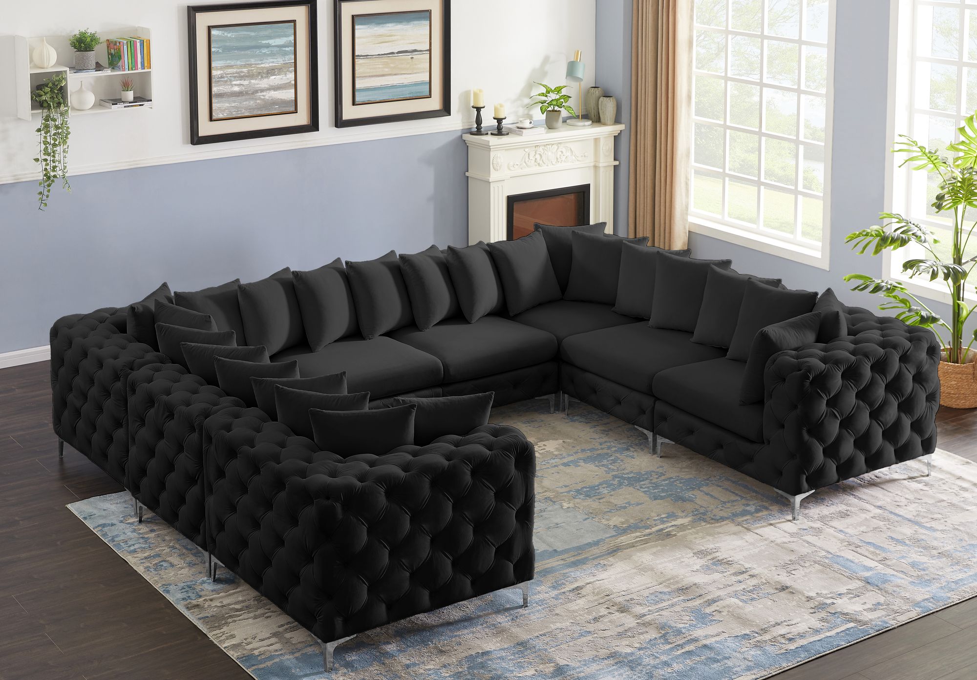 Tremblay 138" 8-Piece Velvet Modular Sectional