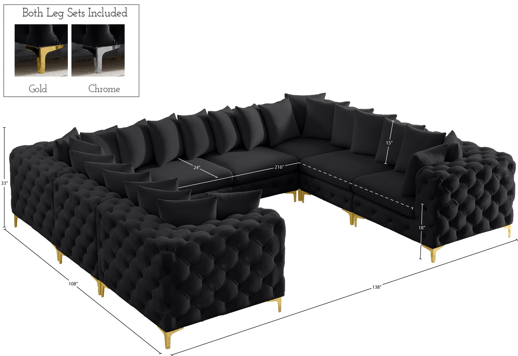 Tremblay 138" 8-Piece Velvet Modular Sectional