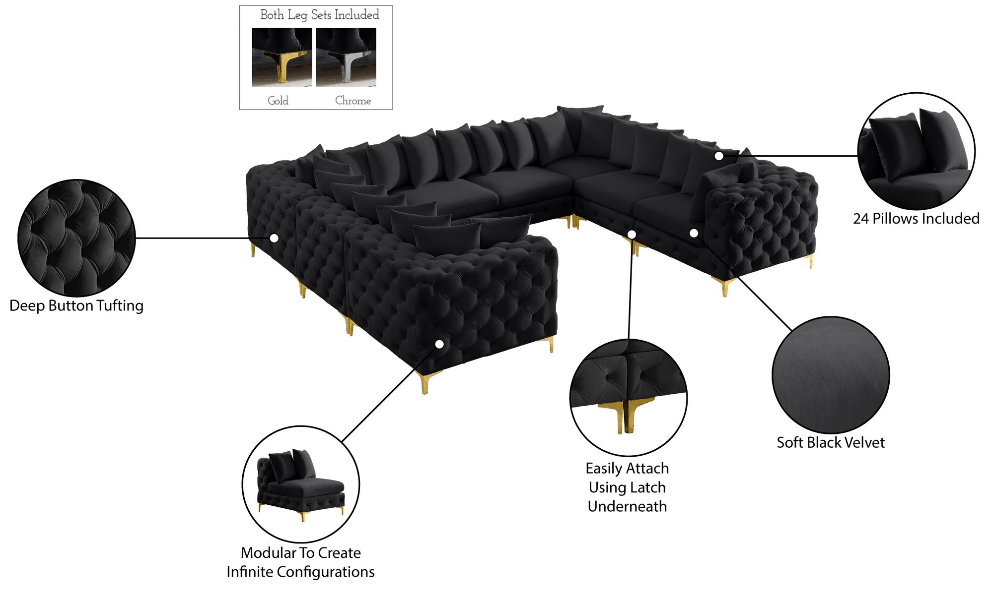 Tremblay 138" 8-Piece Velvet Modular Sectional