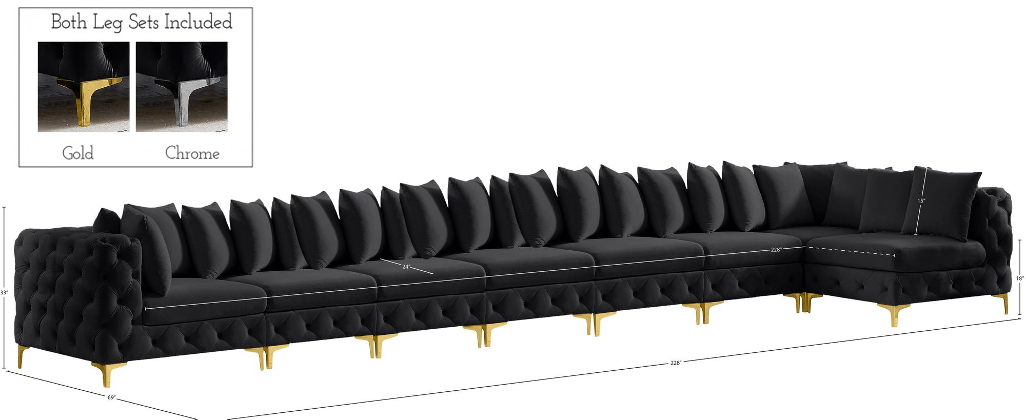 Tremblay 228" 8-Piece Velvet Modular Sectional