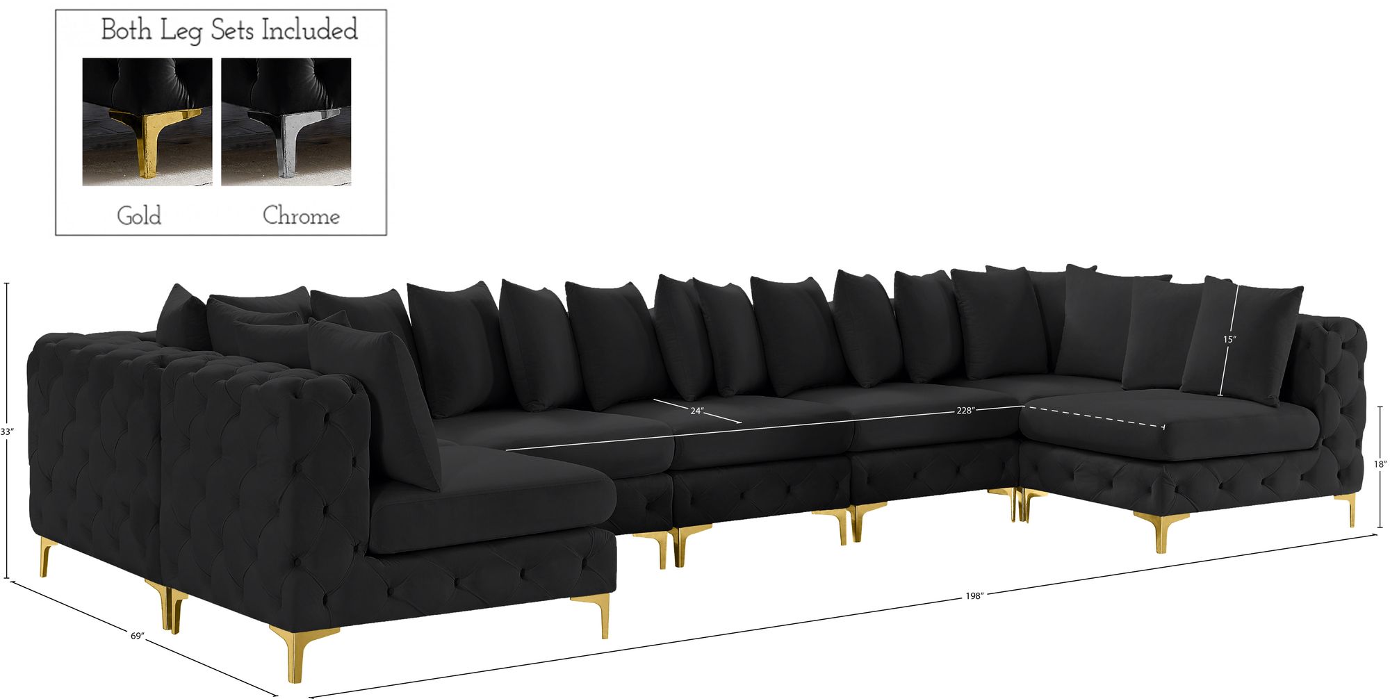 Tremblay 198" 8-Piece Velvet Modular Sectional