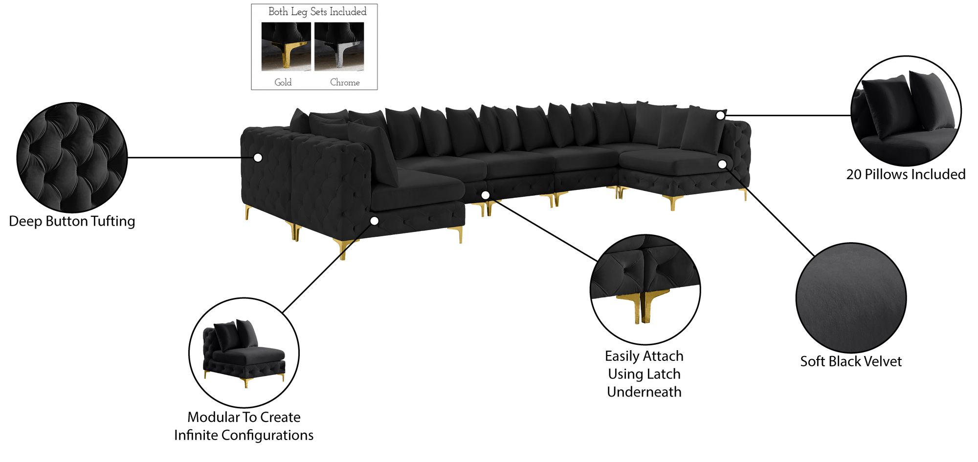 Tremblay 198" 8-Piece Velvet Modular Sectional