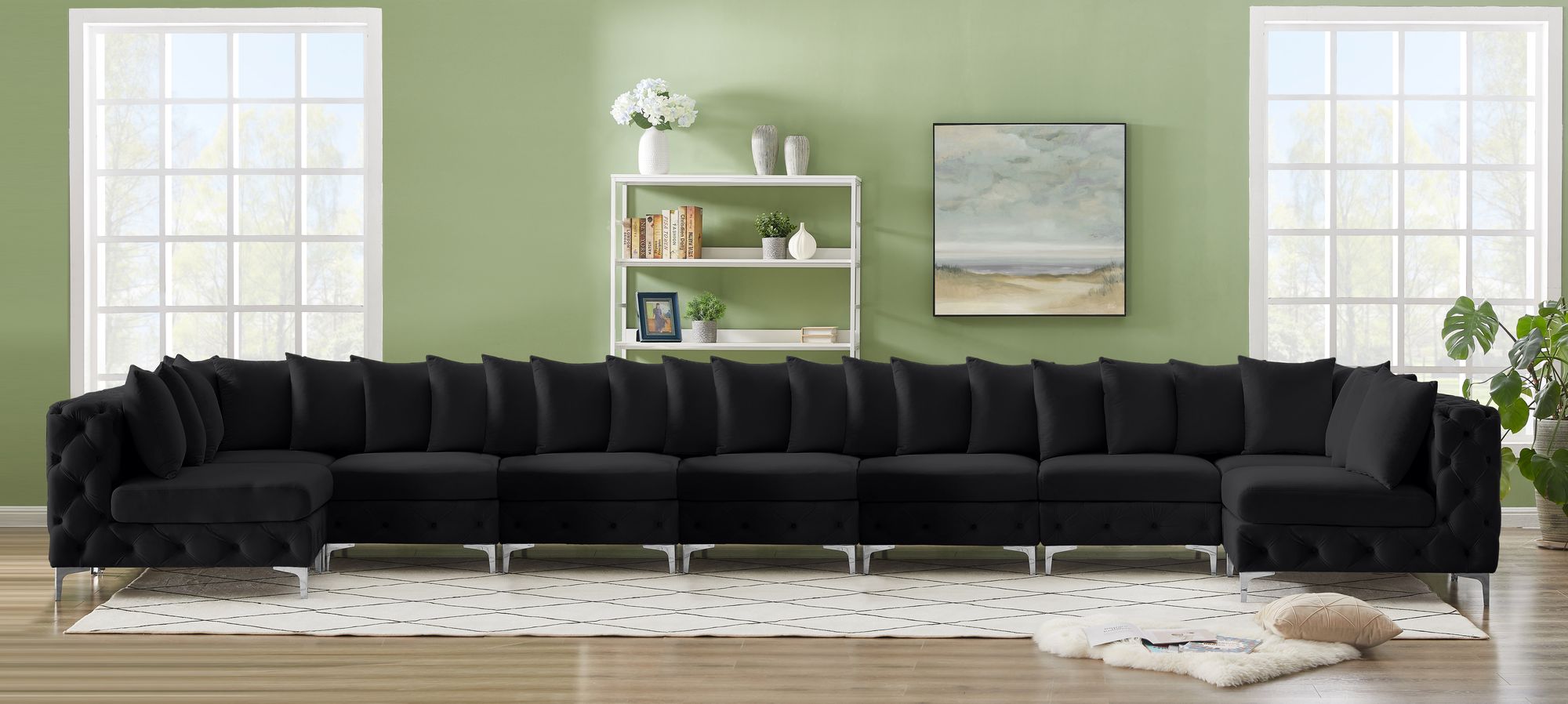 Tremblay 228" 9-Piece Velvet Modular Sectional