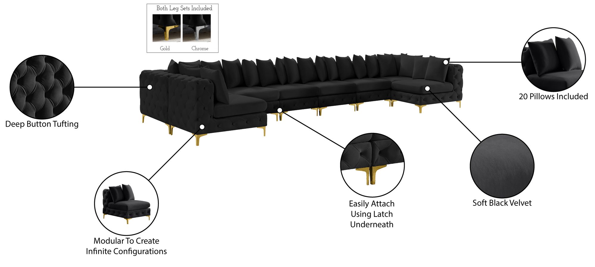 Tremblay 228" 9-Piece Velvet Modular Sectional