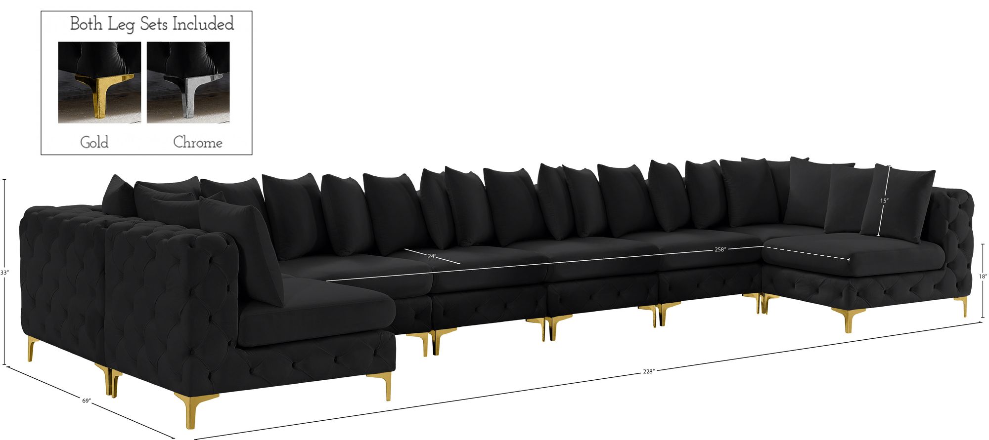 Tremblay 228" 9-Piece Velvet Modular Sectional