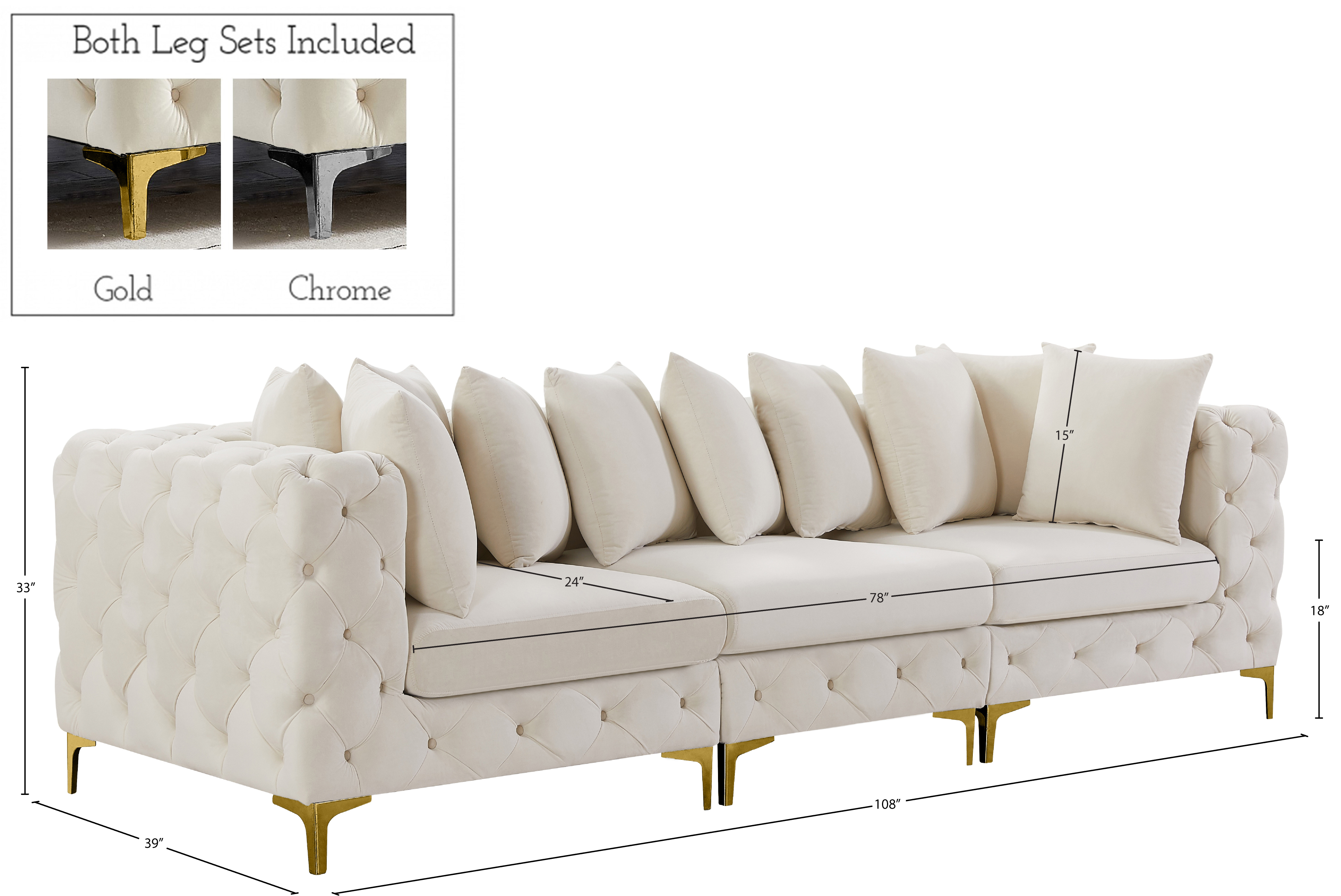 Tremblay 108" Velvet Modular Sofa
