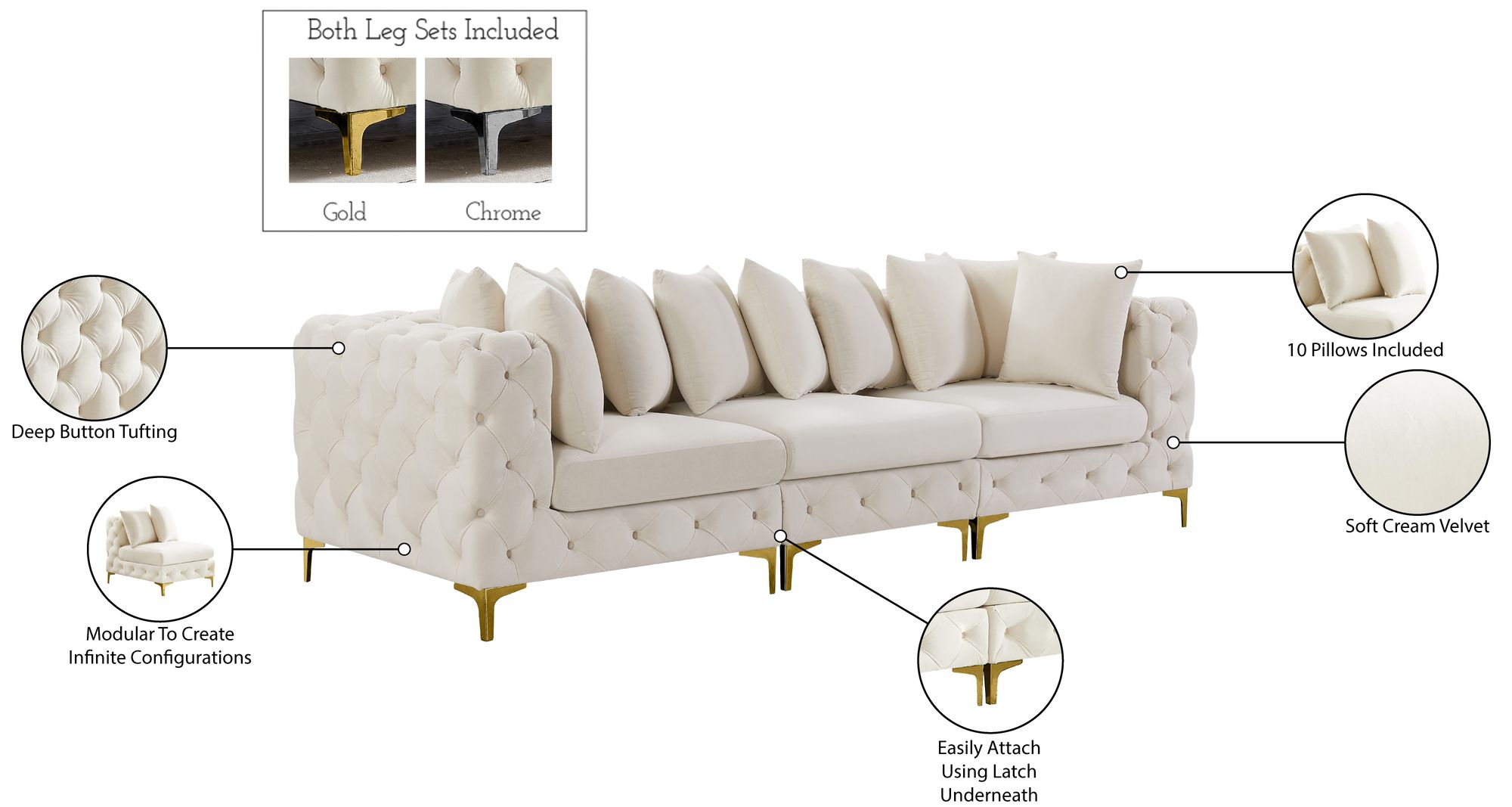 Tremblay 108" Velvet Modular Sofa