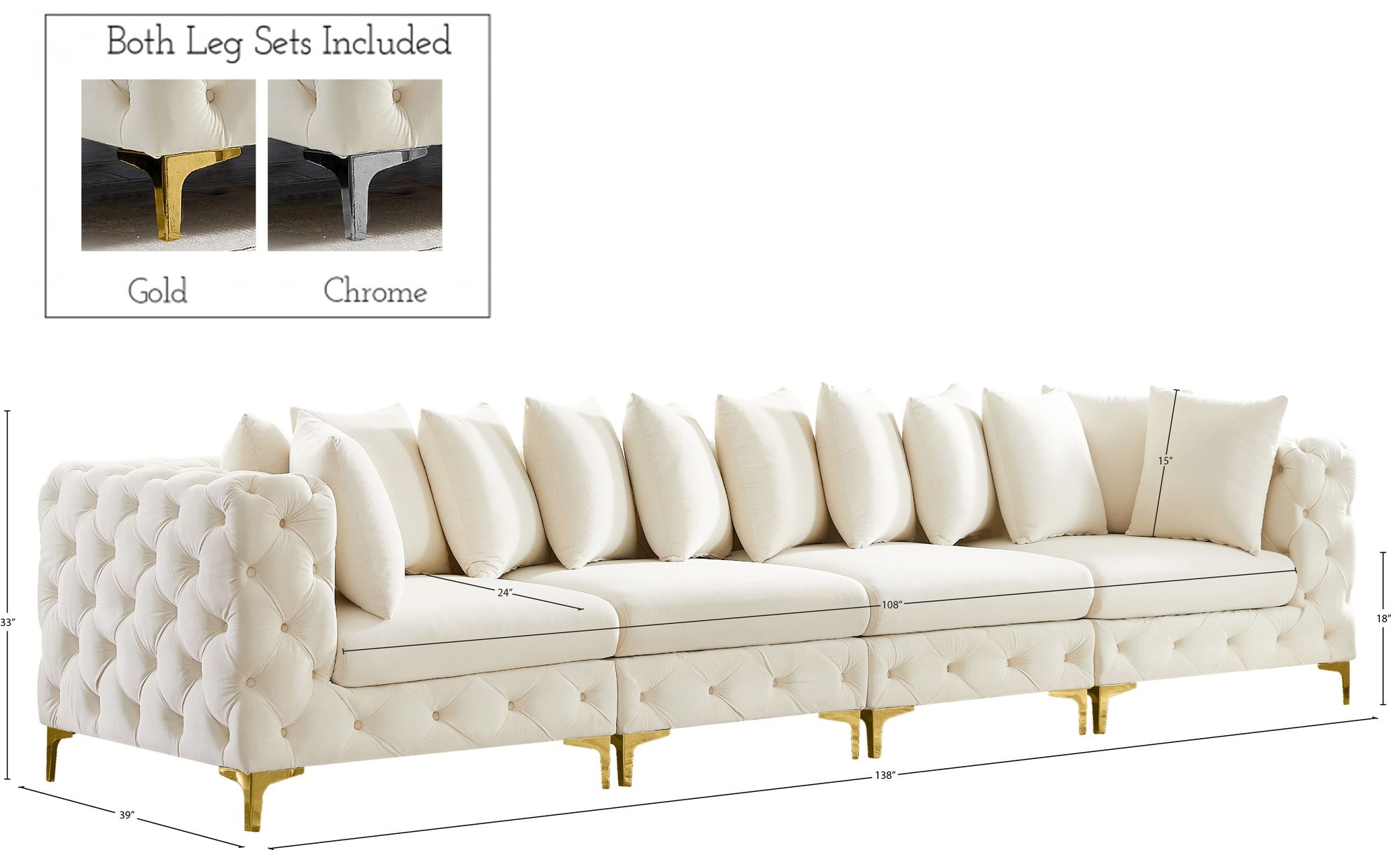 Tremblay 138" Velvet Modular Sofa