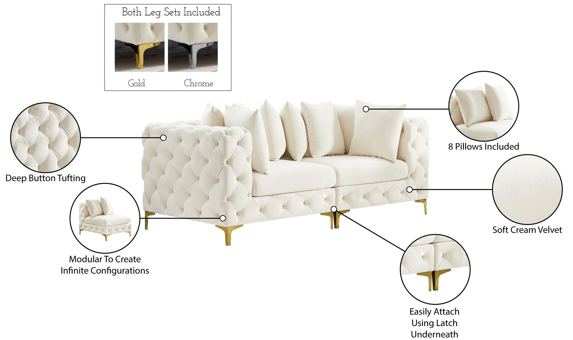 Tremblay 78" Velvet Modular Sofa