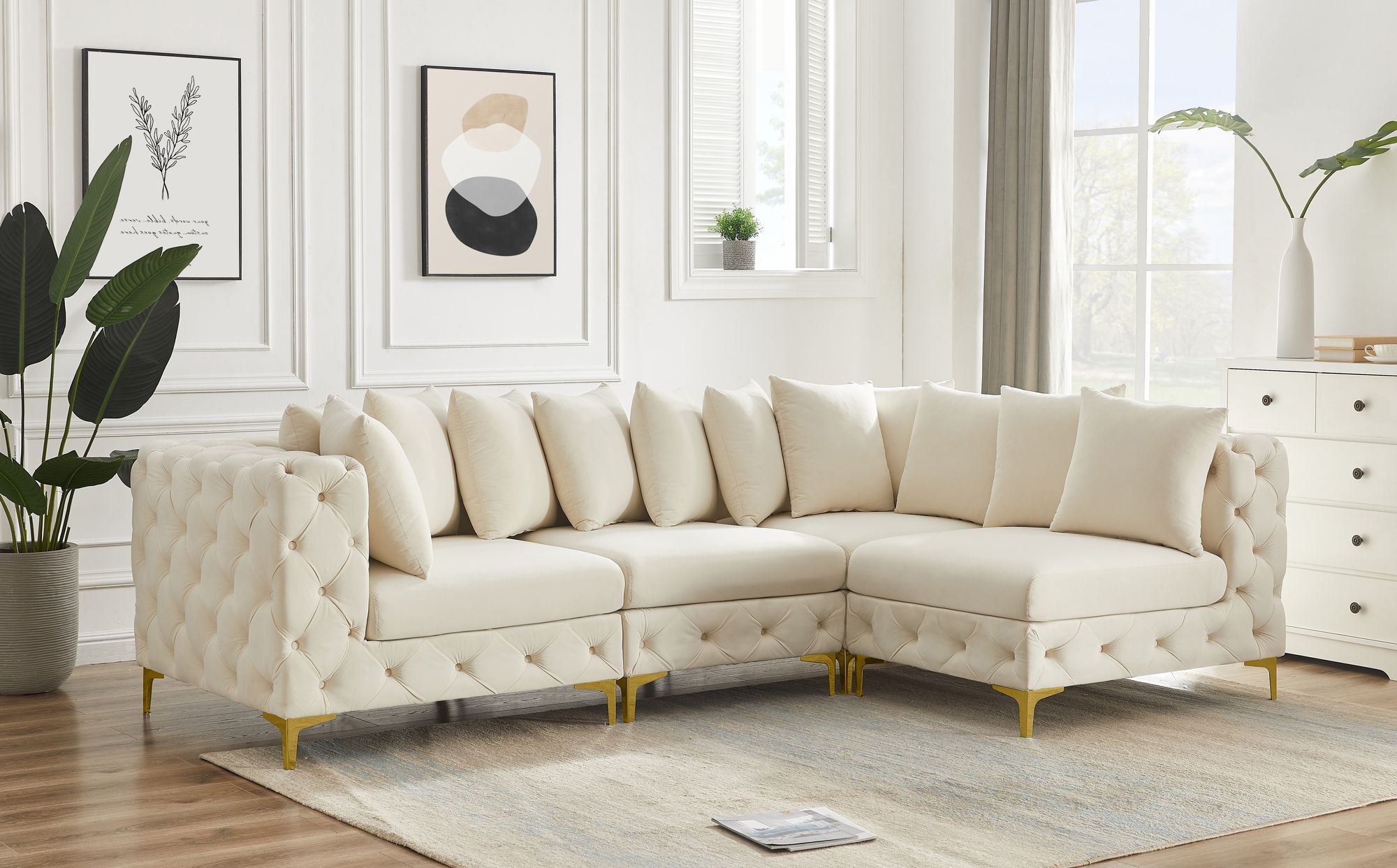 Tremblay 108" 4-Piece Velvet Modular Sectional