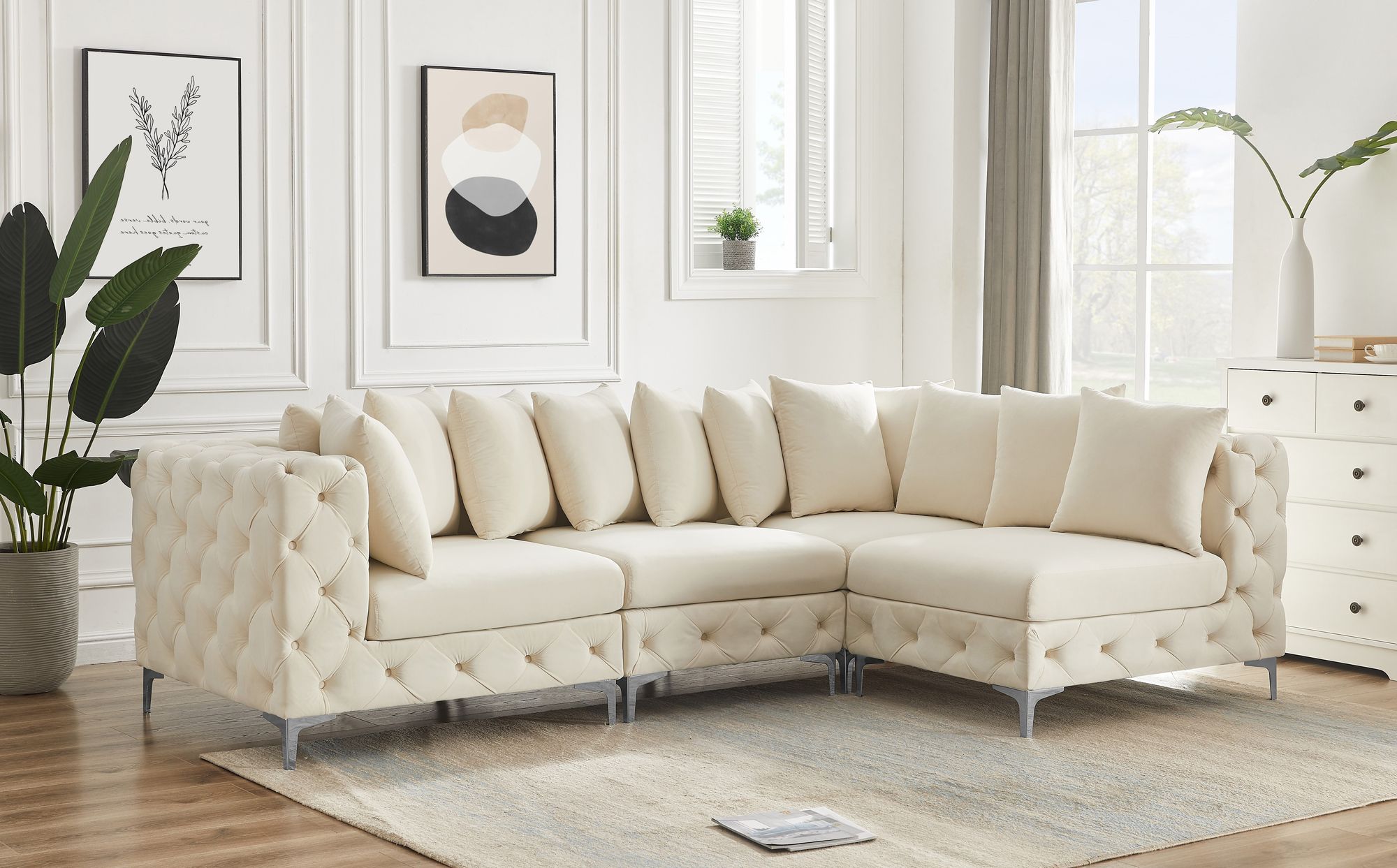 Tremblay 108" 4-Piece Velvet Modular Sectional