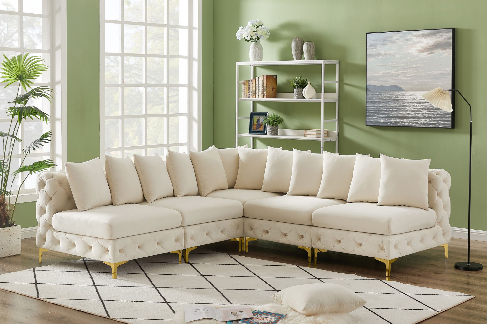 Tremblay 99" 5-Piece Velvet Modular Sectional