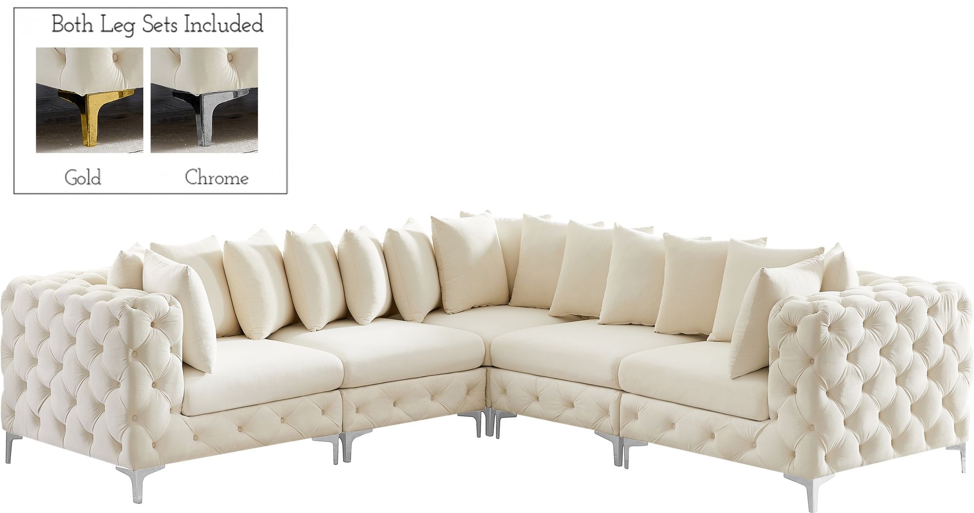 Tremblay 108" 5-Piece Velvet Modular Corner Sectional