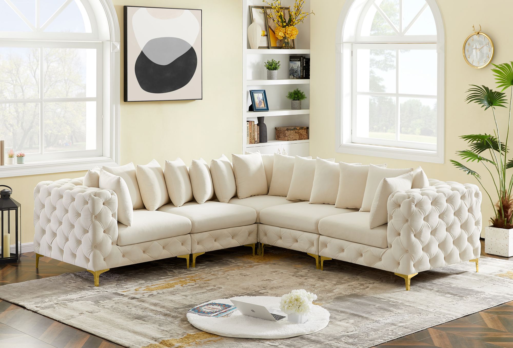 Tremblay 108" 5-Piece Velvet Modular Corner Sectional