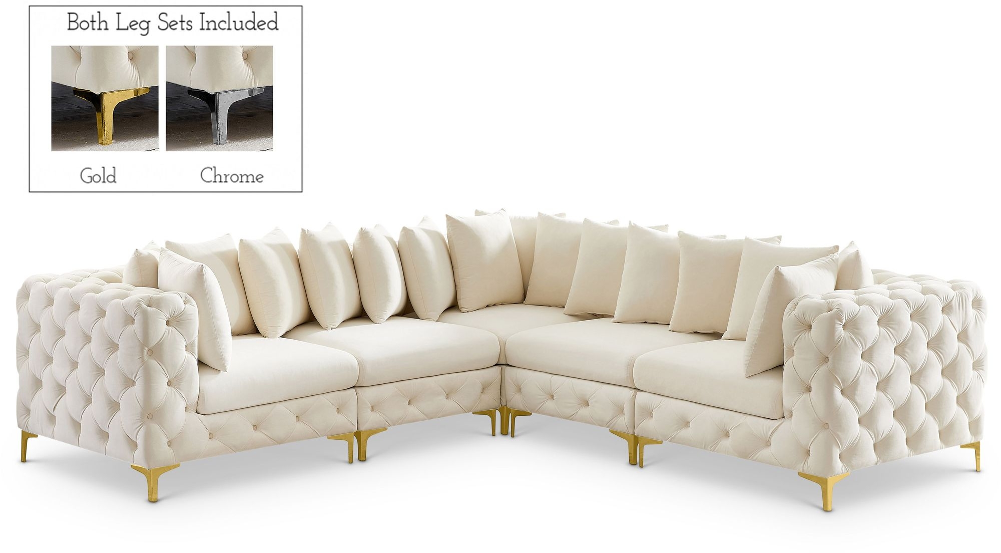 Tremblay 108" 5-Piece Velvet Modular Corner Sectional