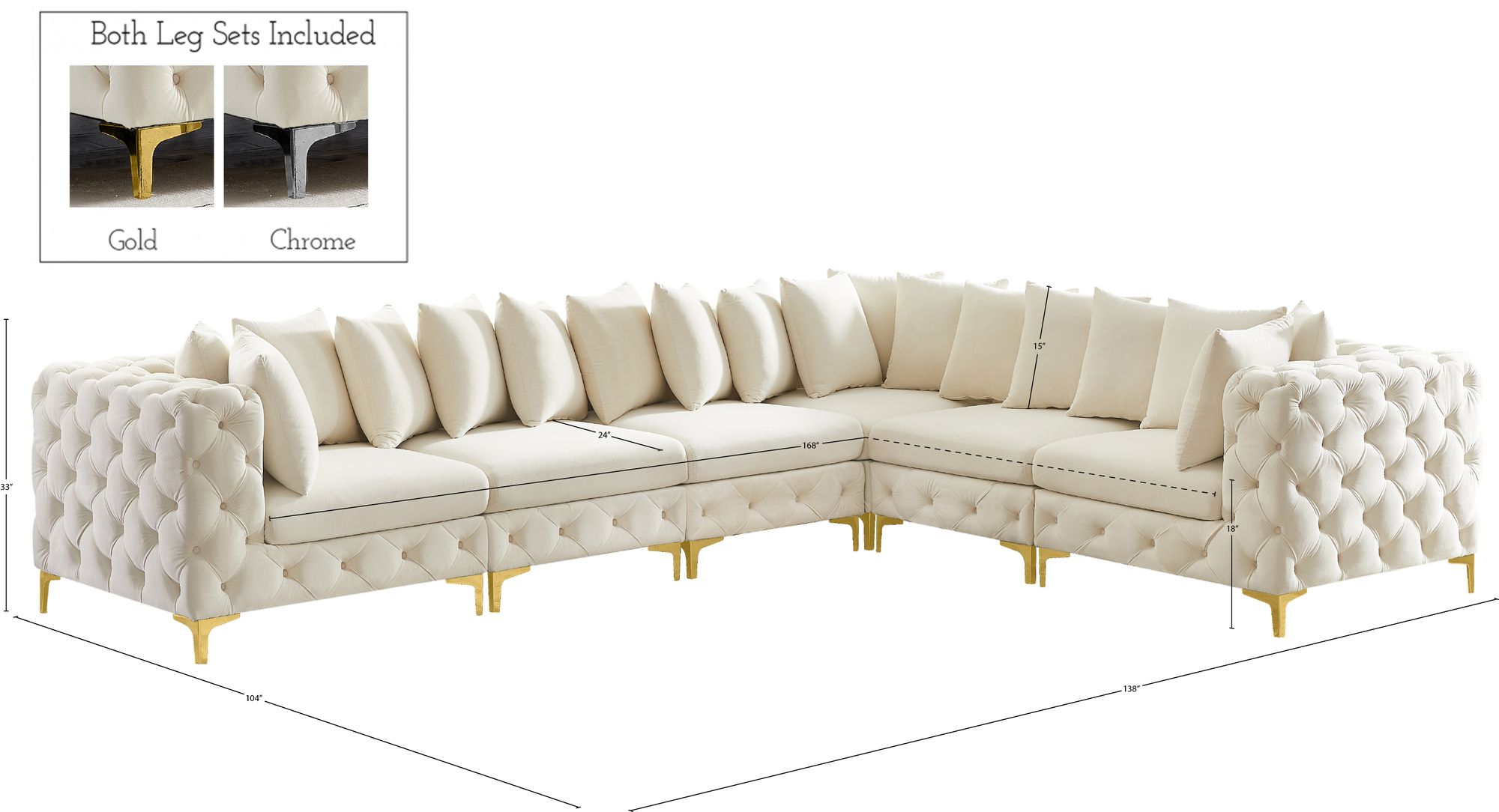 Tremblay 138" 6-Piece Velvet Modular Sectional