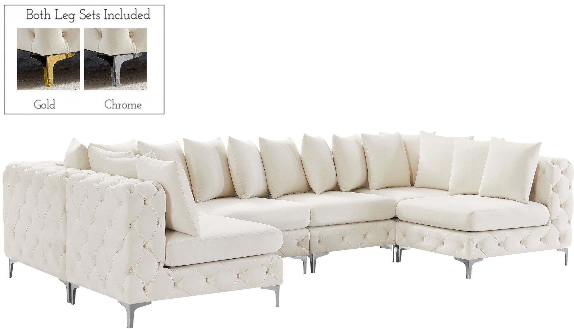 Tremblay 138" 6-Piece Velvet Modular U-Shape Sectional
