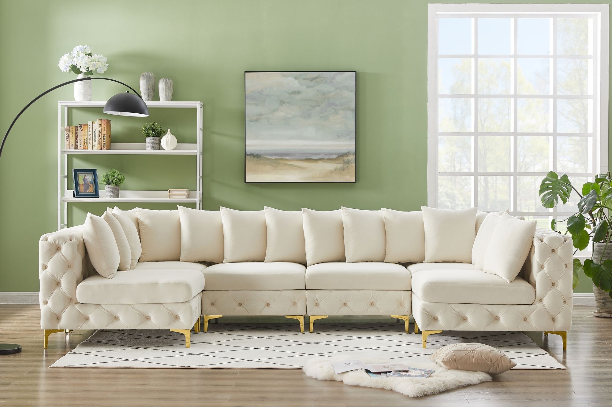 Tremblay 138" 6-Piece Velvet Modular U-Shape Sectional